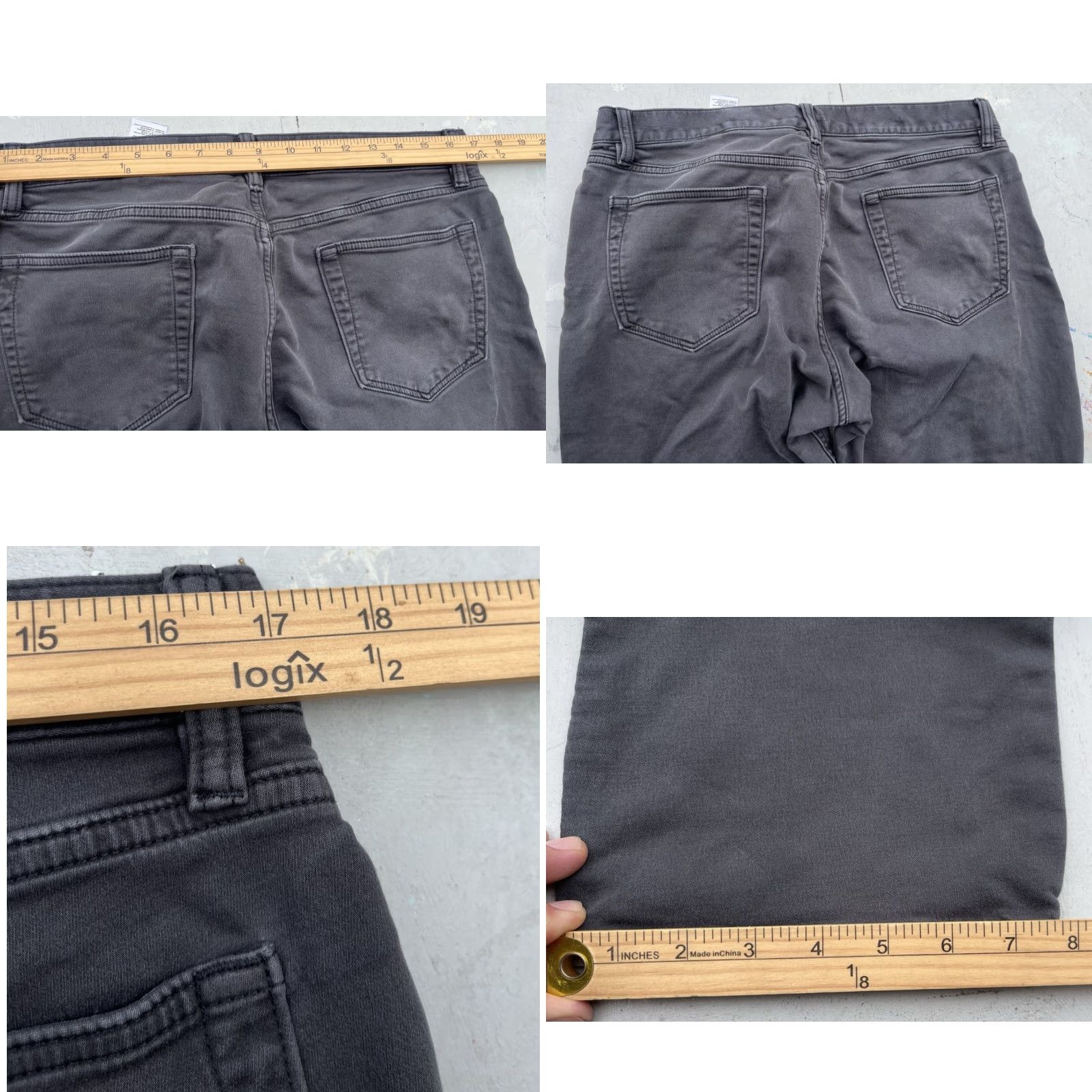 Banana Republic Banana Republic Traveler Pants Mens Black/Gray 35x34 Slim Stretch Taper Straight 5-Pocket Flat Front Casual City Size US 35 - 8 Thumbnail