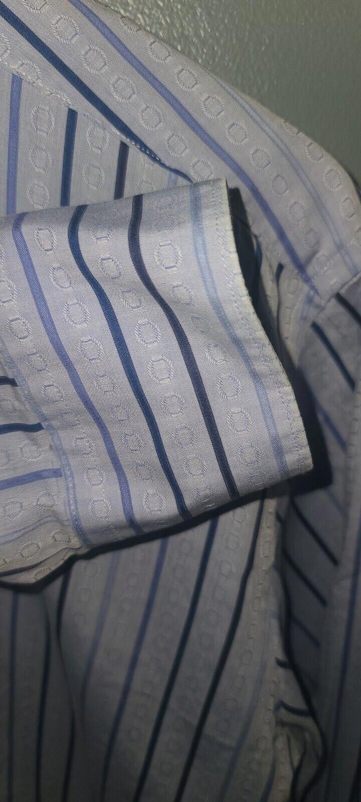Designer Bugatchi Shirt Men's Large Blue White Button Up Long Sleeve Size US L / EU 52-54 / 3 - 5 Thumbnail