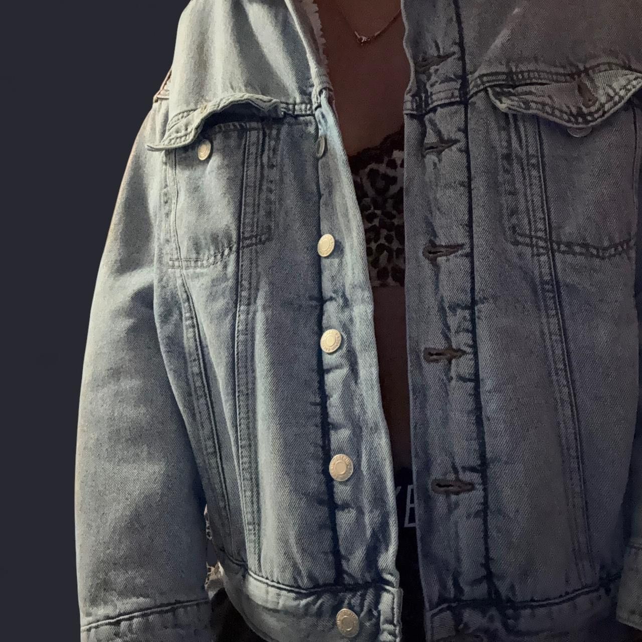 H&M Denim Button Up Jacket with Fur inside Size S / US 4 / IT 40 - 1 Thumbnail