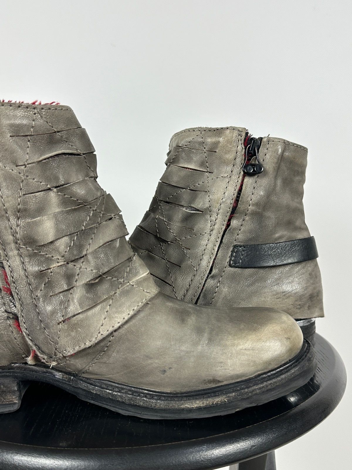 A.S.98 A.S.98. Airstep Gray Leather Biker Ankle Buckle Strap Boots Size US 8 / IT 38 - 19 Thumbnail