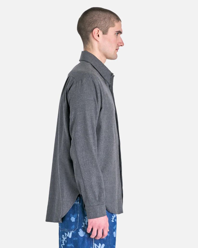 Marni o1s1v1r1oon0925 Compact Wool Flannel Shirt in Grey Size US L / EU 52-54 / 3 - 3 Thumbnail