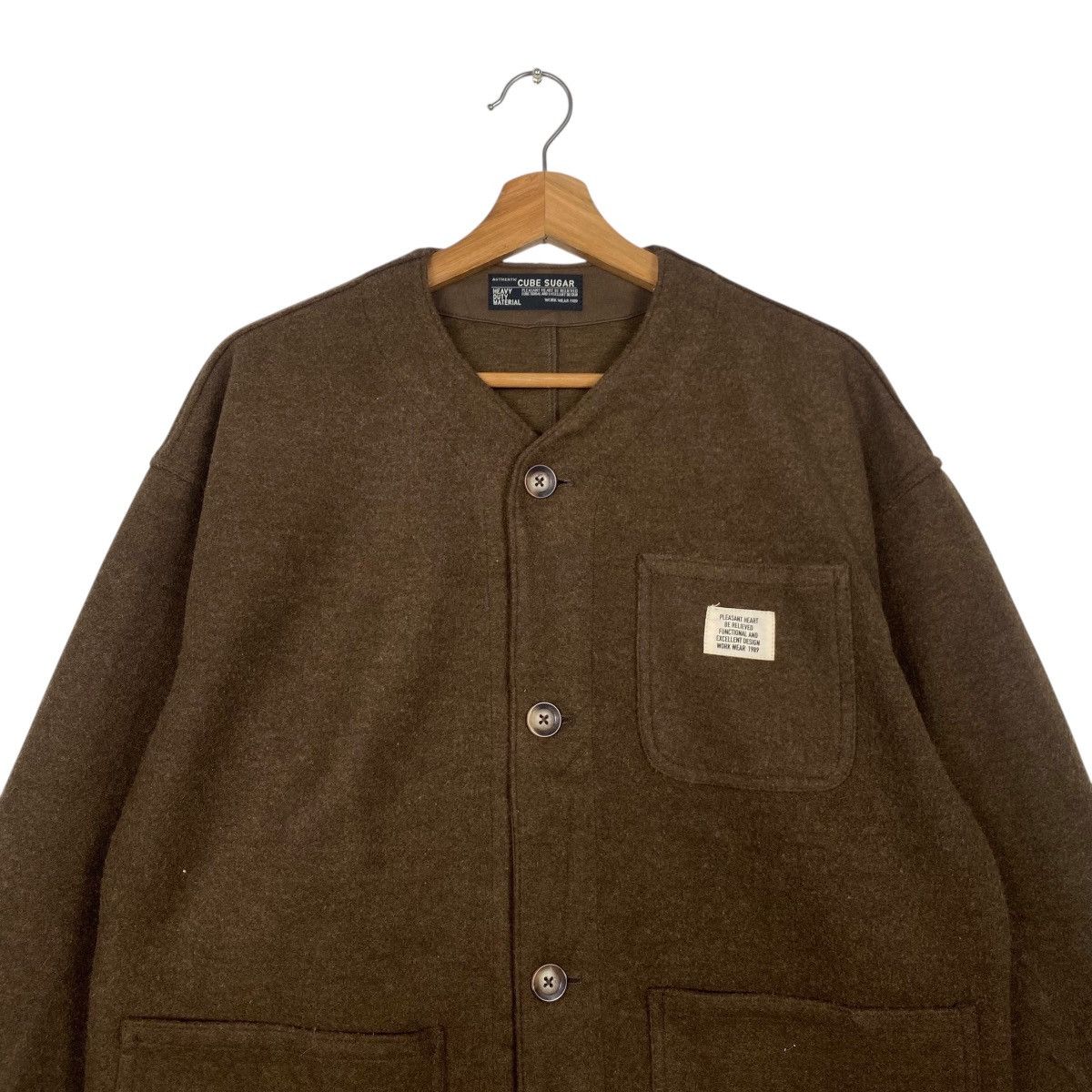 Japanese Brand Cube sugar colarless workwear button jacket Size US M / EU 48-50 / 2 - 2 Thumbnail