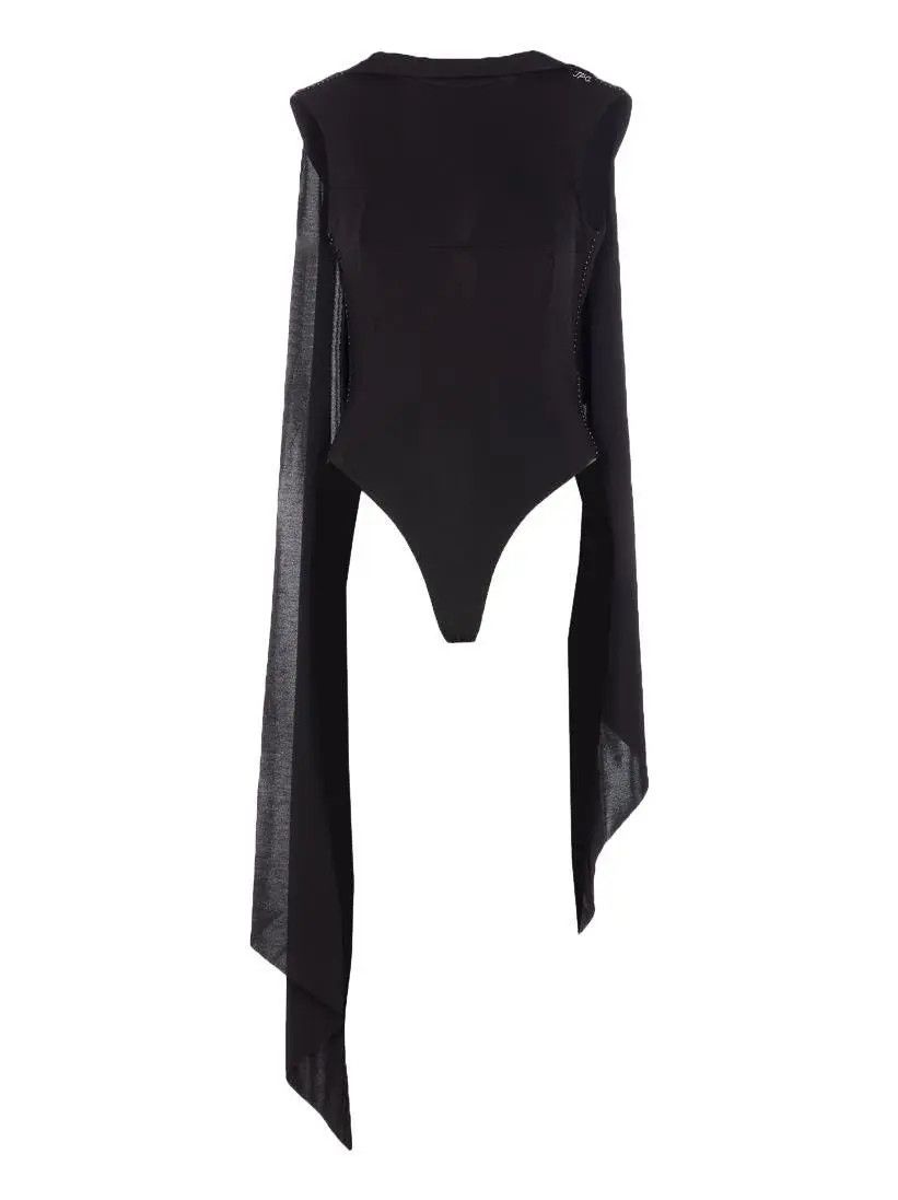 Jean Paul Gaultier JPG Black Bodysuit with Asymmetric Draped Panels Size S / US 4 / IT 40 - 1 Thumbnail