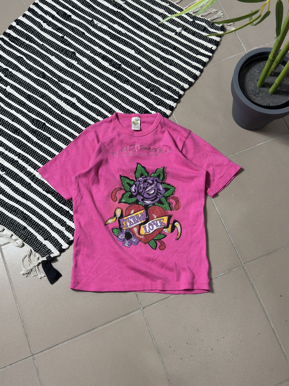 Ed Hardy VINTAGE ED HARDY 2000s PINK TEE SHIRT Size S / US 4 / IT 40 - 1 Thumbnail