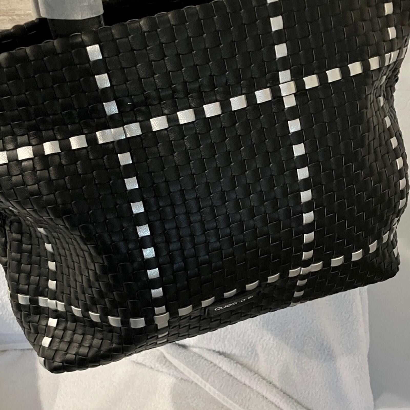 Other NWT Black Woven Tote with White Check Pattern Size ONE SIZE - 9 Thumbnail