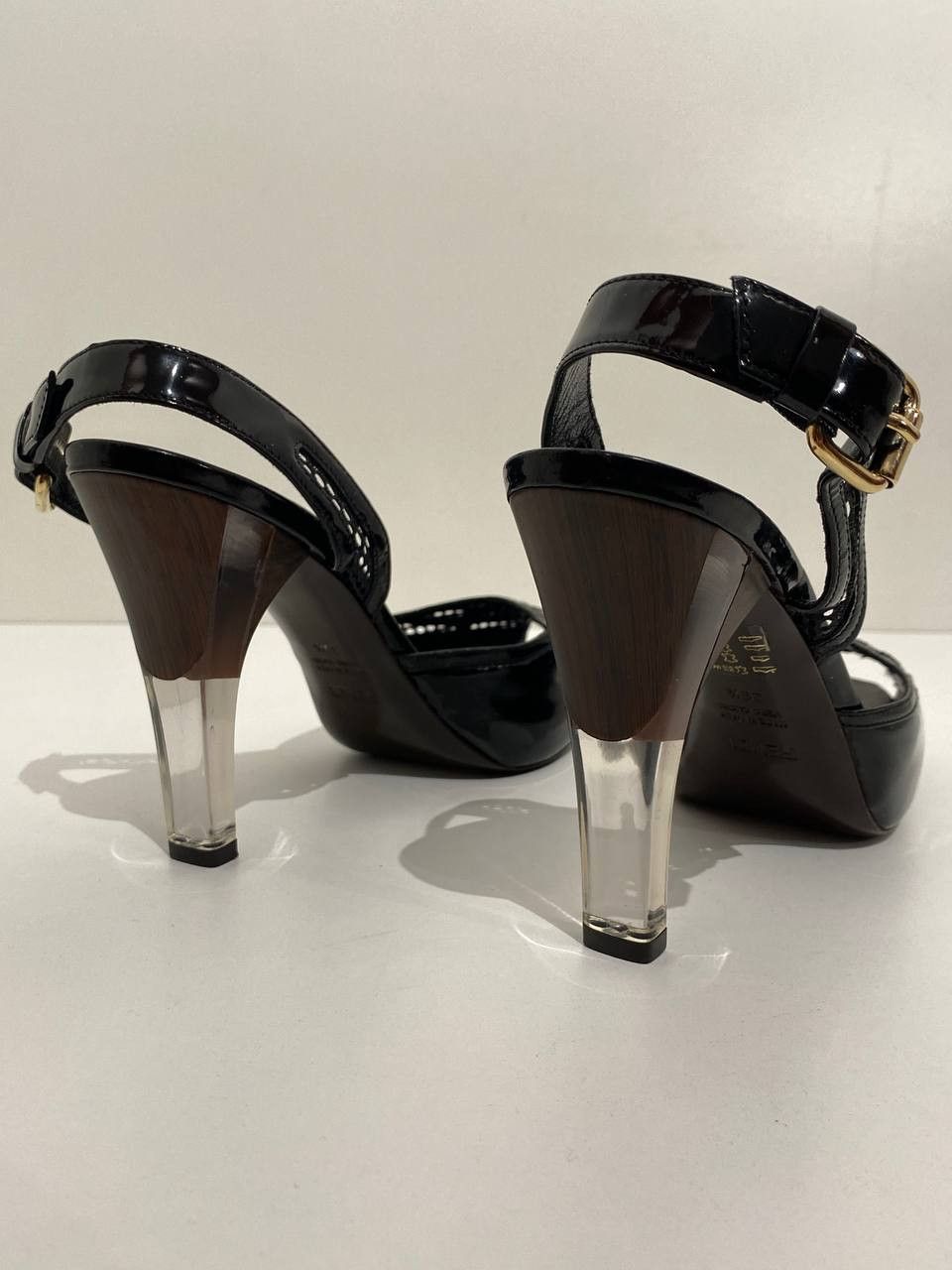 Fendi Fendi Slingback Patent Leather Peep Toe Sandals Heels Size US 9.5 / IT 39.5 - 9 Thumbnail