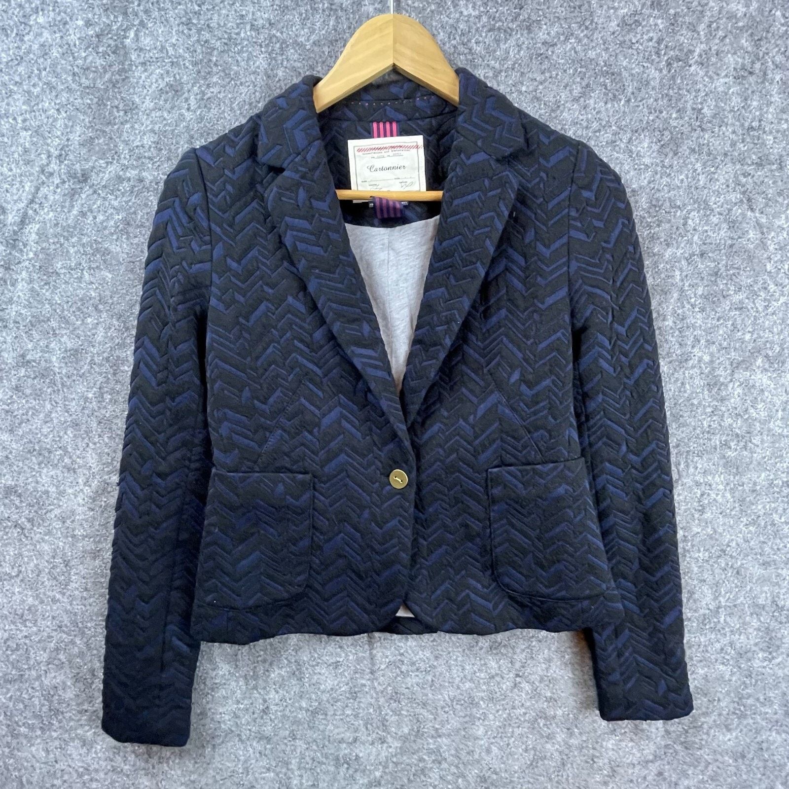 Anthropologie Anthro Cartonnier Bas Relief Blazer Womens 2 Blue Black Size XS / US 0-2 / IT 36-38 - 1 Thumbnail
