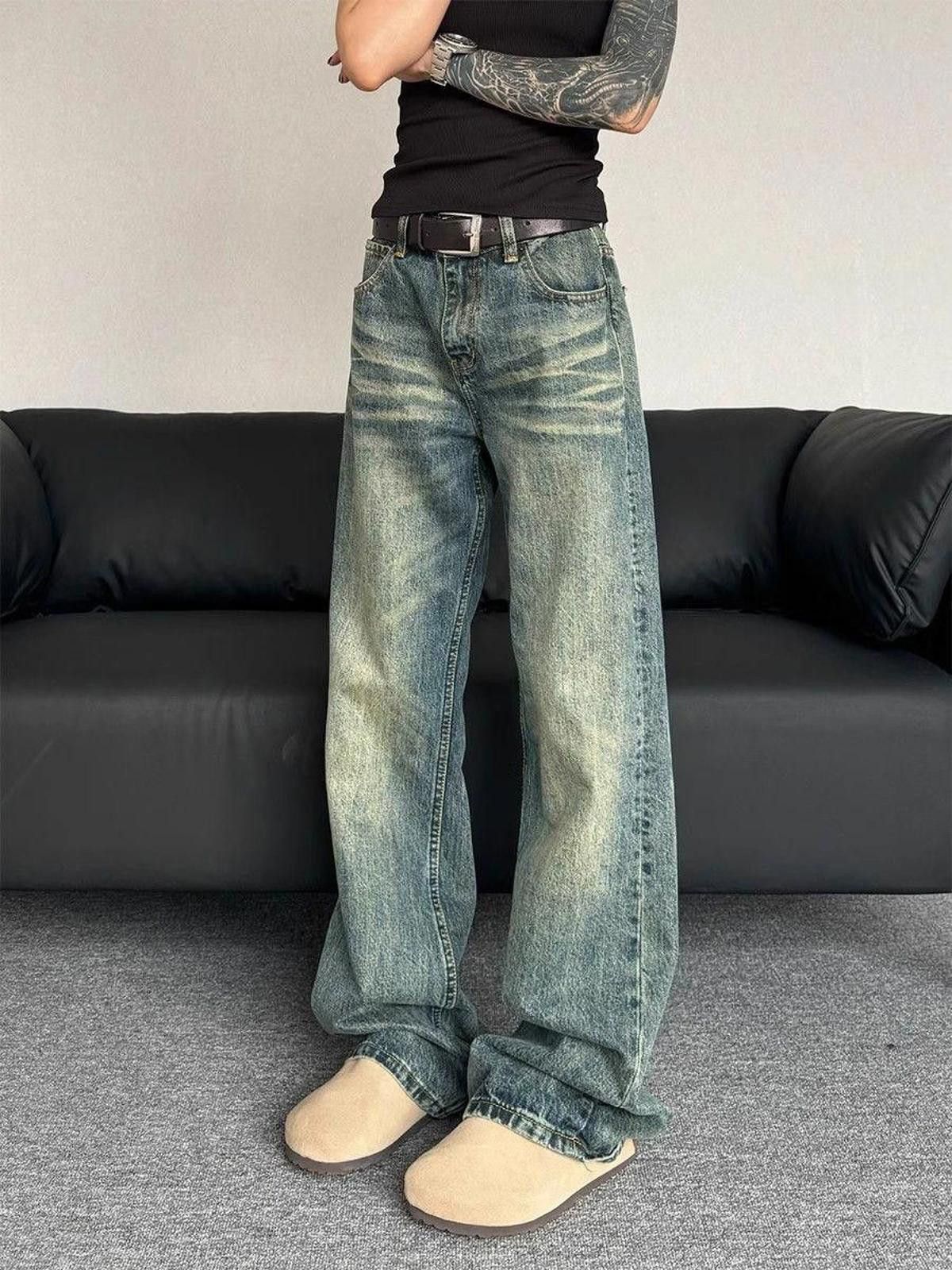 Jean × Vintage Washed Stacked Flare Denim Jeans Size US 32 / EU 48 - 4 Thumbnail