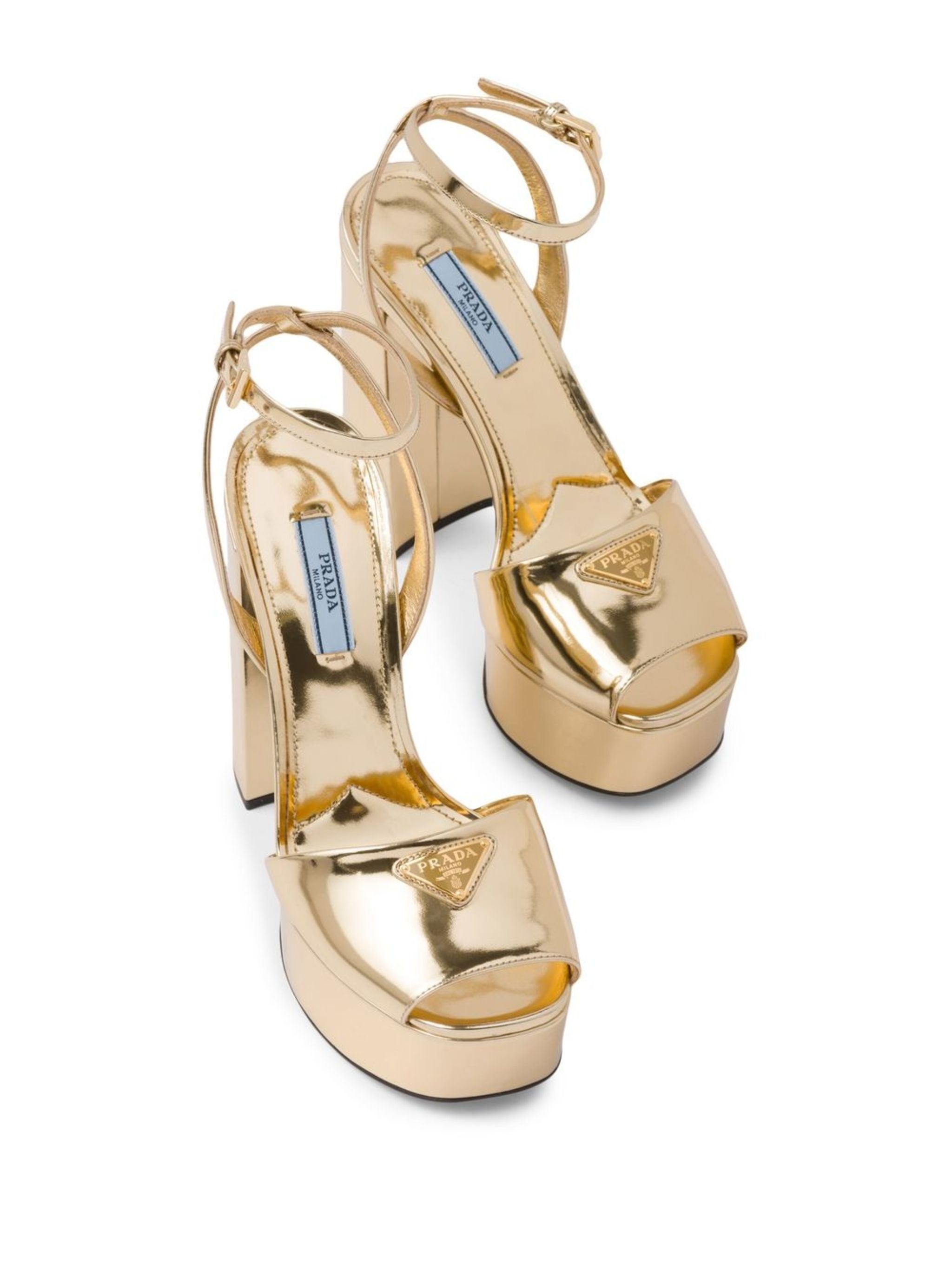 Prada o1w1db11124 Gold Tone Plateau Platform Sandals in Gold Size US 10 / IT 40 - 4 Thumbnail