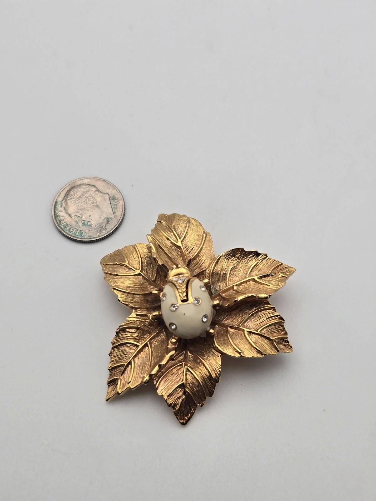 Other Vintage St. John Enamel Ladybug Brooch Gold Tone Signed Size ONE SIZE - 2 Thumbnail