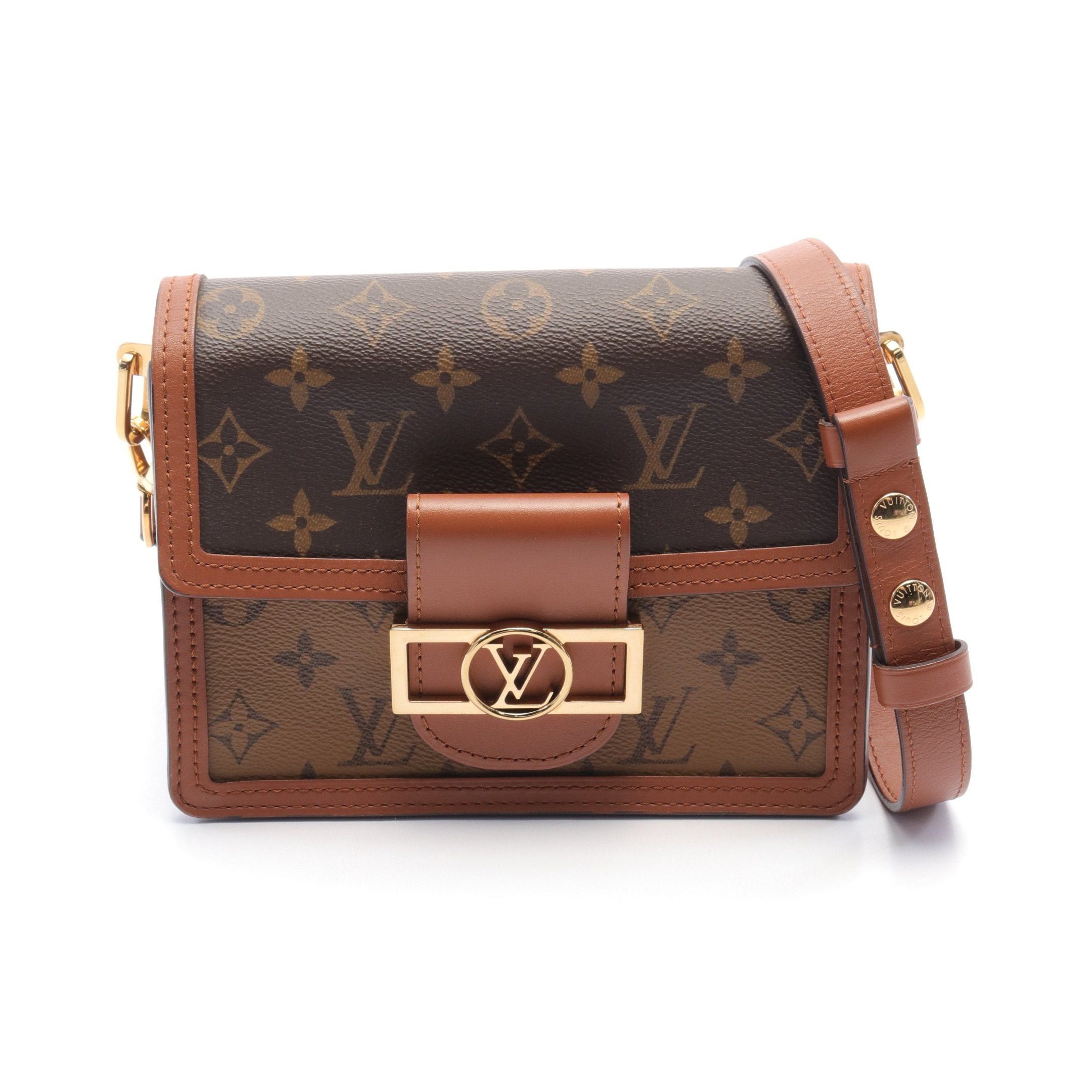 Louis Vuitton Louis Vuitton Dauphine Mini Monogram Reverse Shoulder Bag Leather Brown Beige Size ONE SIZE - 1 Thumbnail