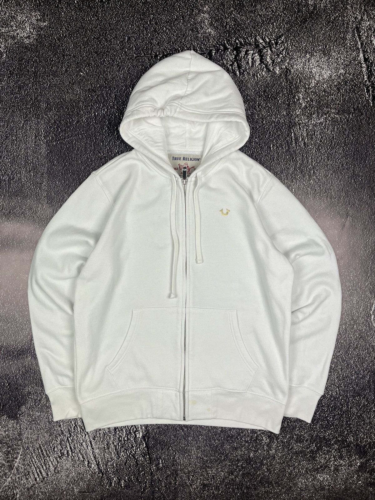 True Religion Vintage True Religion Zip Hoodie White Big Logo Gold Y2K Size US L / EU 52-54 / 3 - 2 Thumbnail