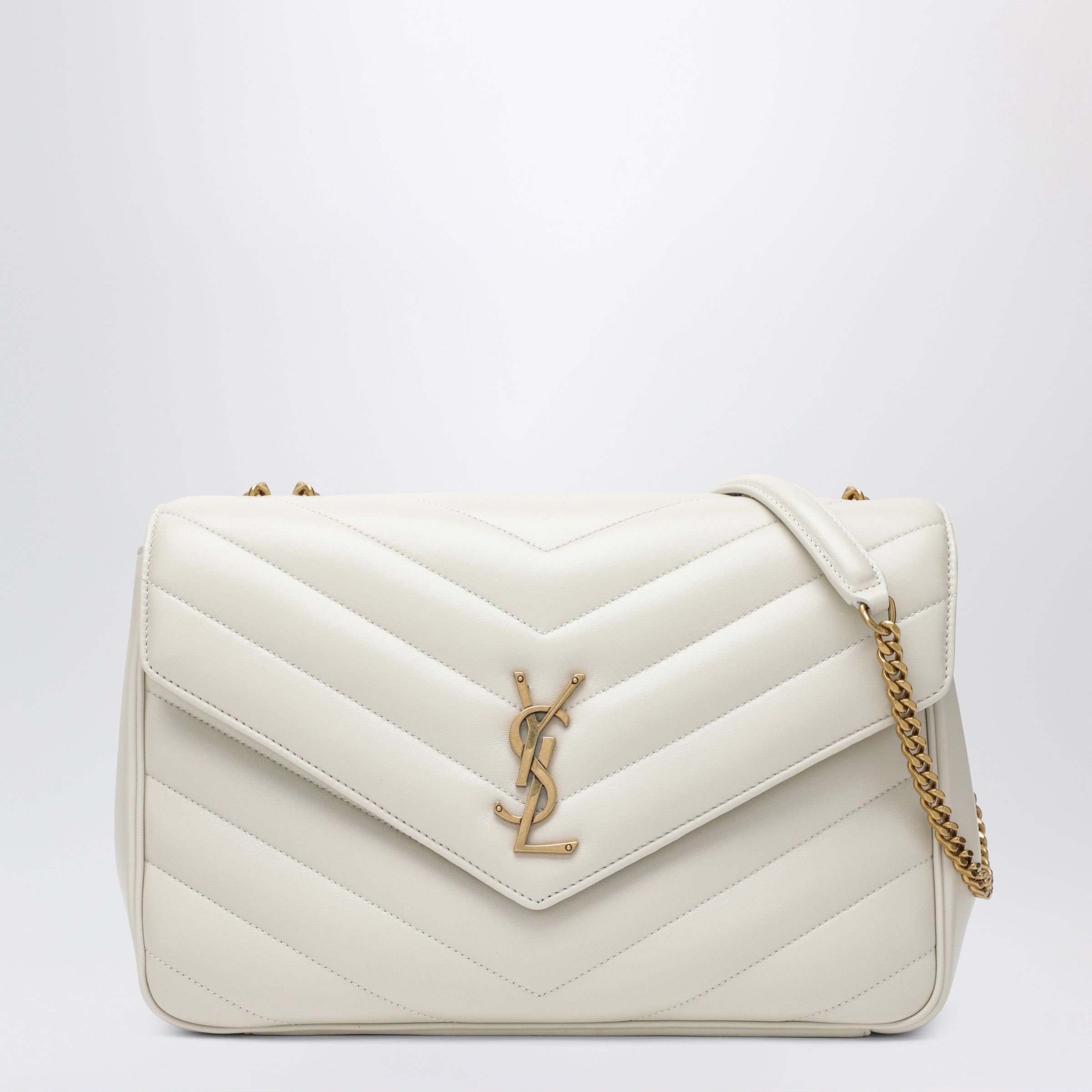 Saint Laurent Paris Saint Laurent Loulou Large Cream Leather Bag Size ONE SIZE - 1 Thumbnail