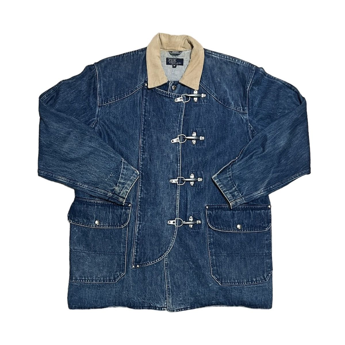 image of VTG Made In Usa Polo Ralph Laurent Denim Fireman Jacket - M in Blue, Men's (Size Medium)