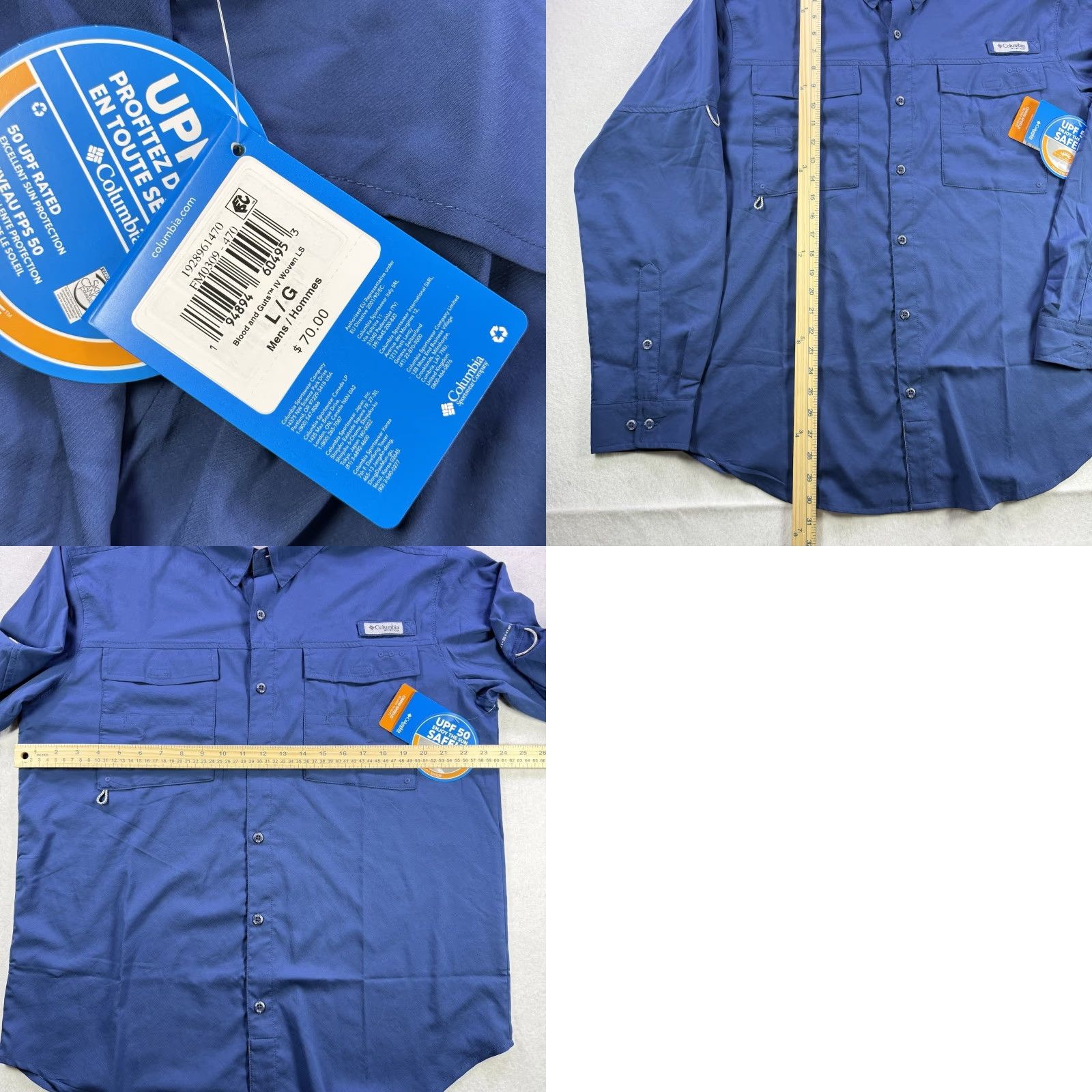 Vintage Columbia PFG Blood and Guts IV Woven Long Sleeve Shirt Blue Omni-Shield LG Mens Regular Button-Up Collared Short Sleeve? Size US L / EU 52-54 / 3 - 9 Thumbnail