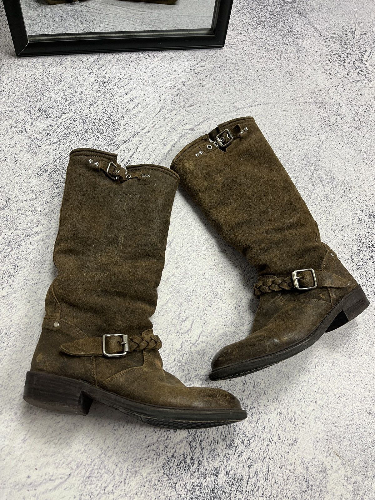 Golden Goose Golden Goose DB Brown Suede Racing Biker Moto Boots Rare Y2K Size US 7 / IT 37 - 2 Thumbnail