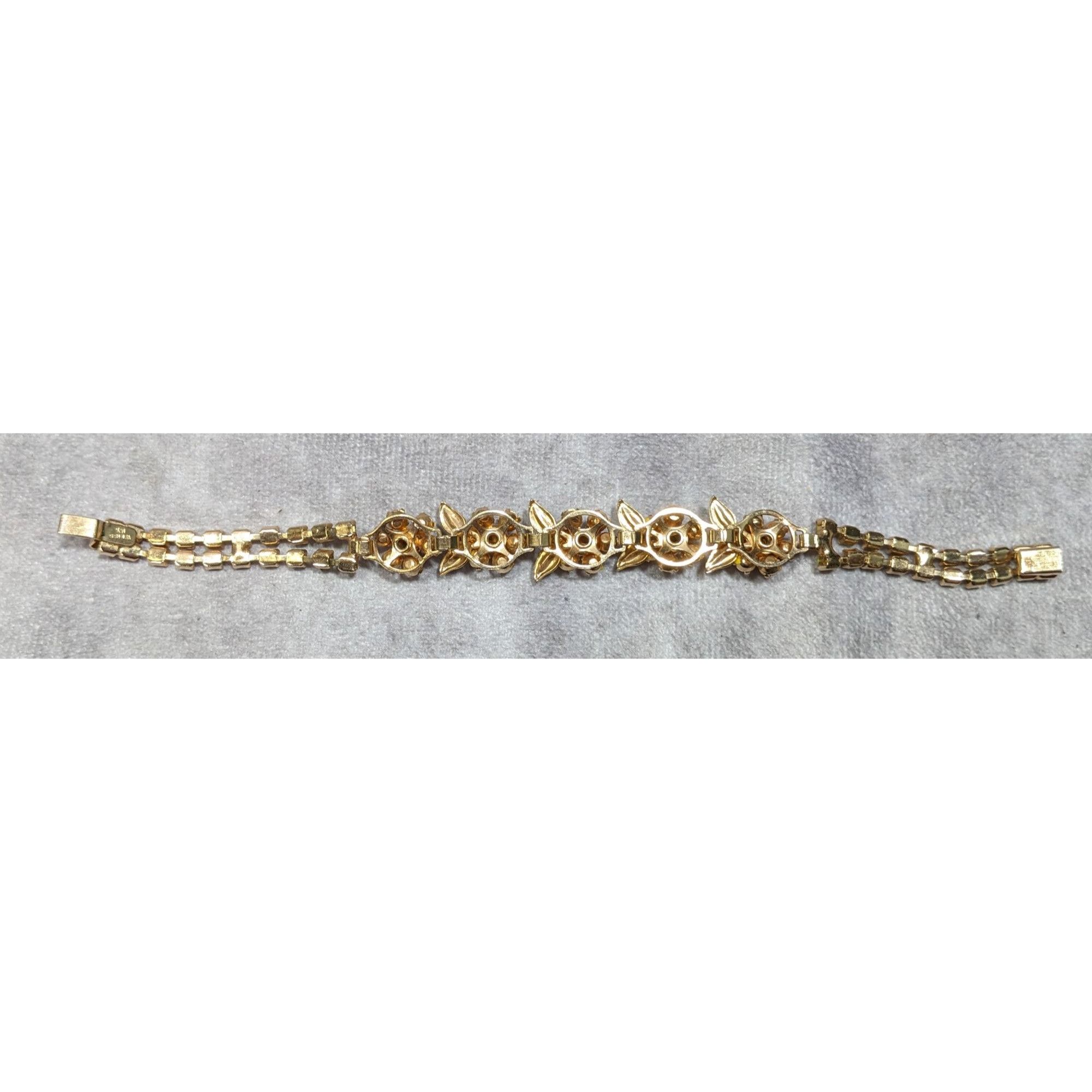 Other Vintage 50s Weiss NY Yellow Floral Rhinestone Bracelet Size ONE SIZE - 7 Thumbnail