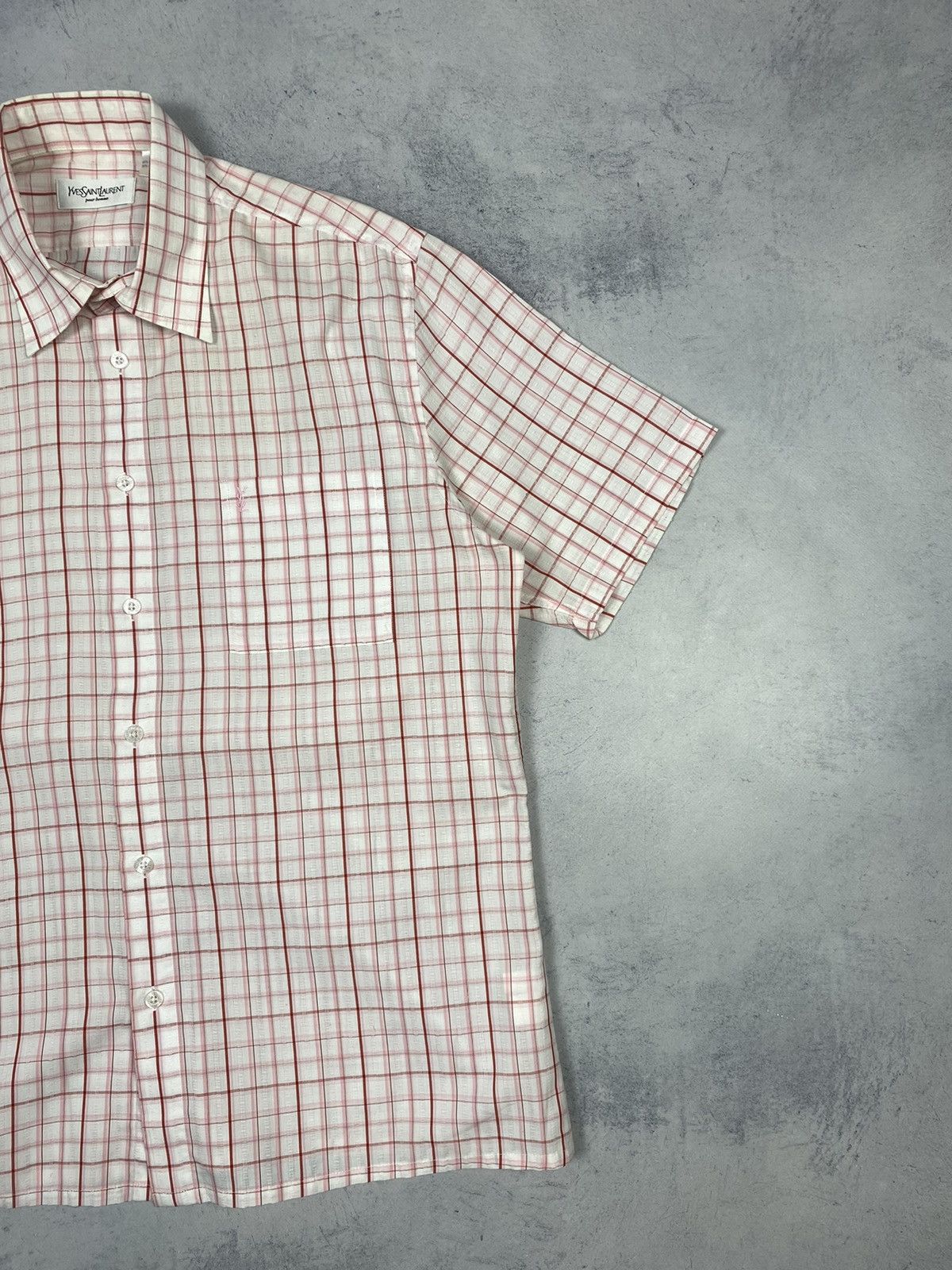 Vintage Yves Saint Laurent Pink Checkered Button Up Shirt