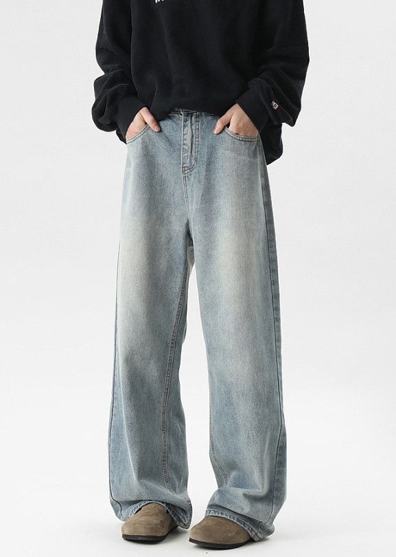 Japanese Brand Men's American Washed Retro Loose-Fit Straight-Leg Jeans Size US 32 / EU 48 - 1 Thumbnail