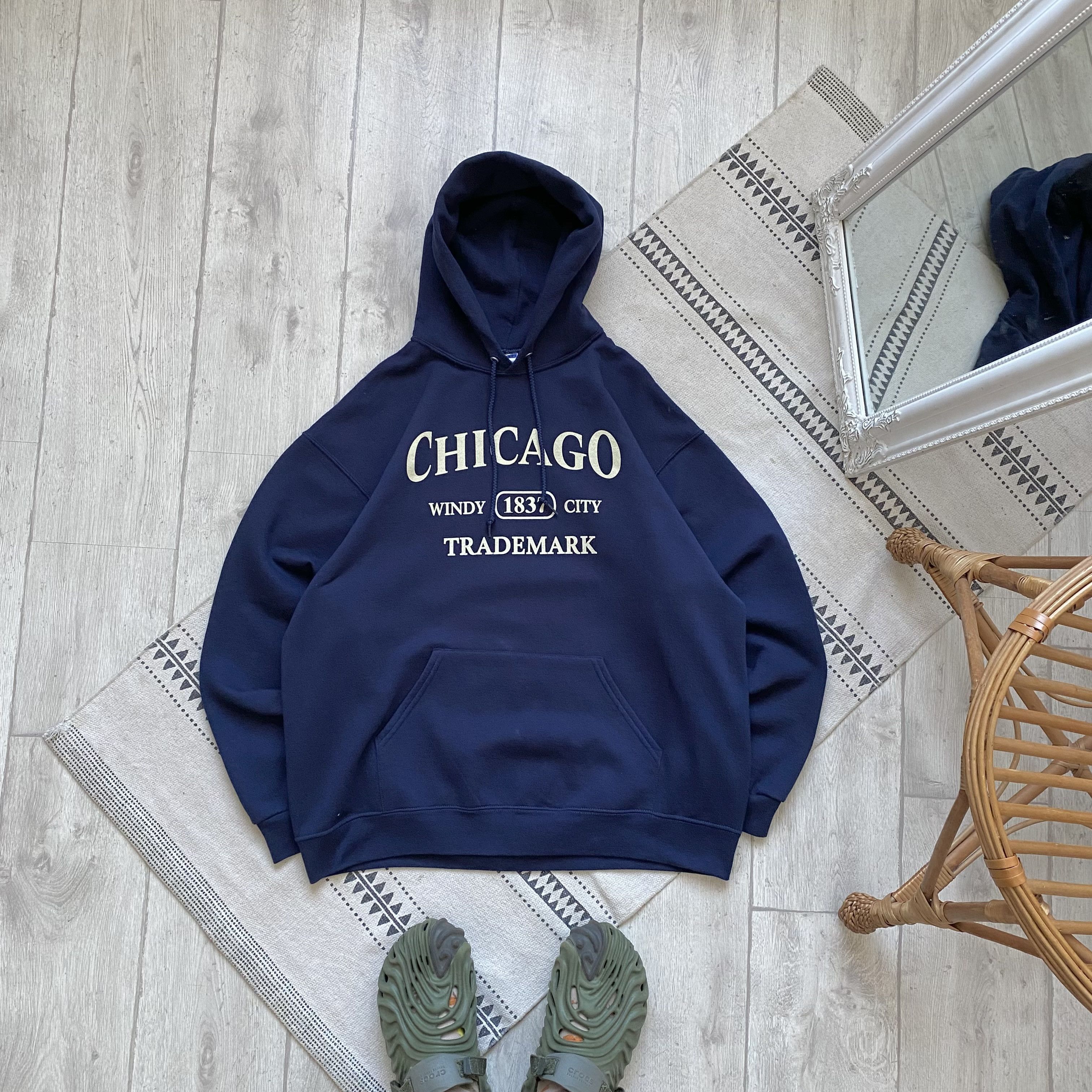 Russell Athletic 🇺🇸 Vintage 2000s Chicago USA Spell-out hoodie Gildan Size US XL / EU 56 / 4 - 1 Thumbnail