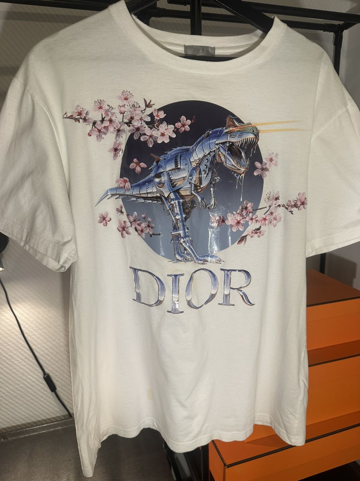 Dior Dior x Sorayama Robot Dinosaur Sakura T-shirt White M Size US M / EU 48-50 / 2 - 3 Thumbnail