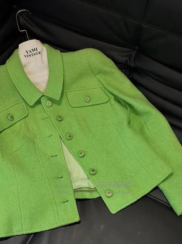 Chanel Chanel Green Wool Tweed Women's Jacket . Size M / US 6-8 / IT 42-44 - 2 Thumbnail