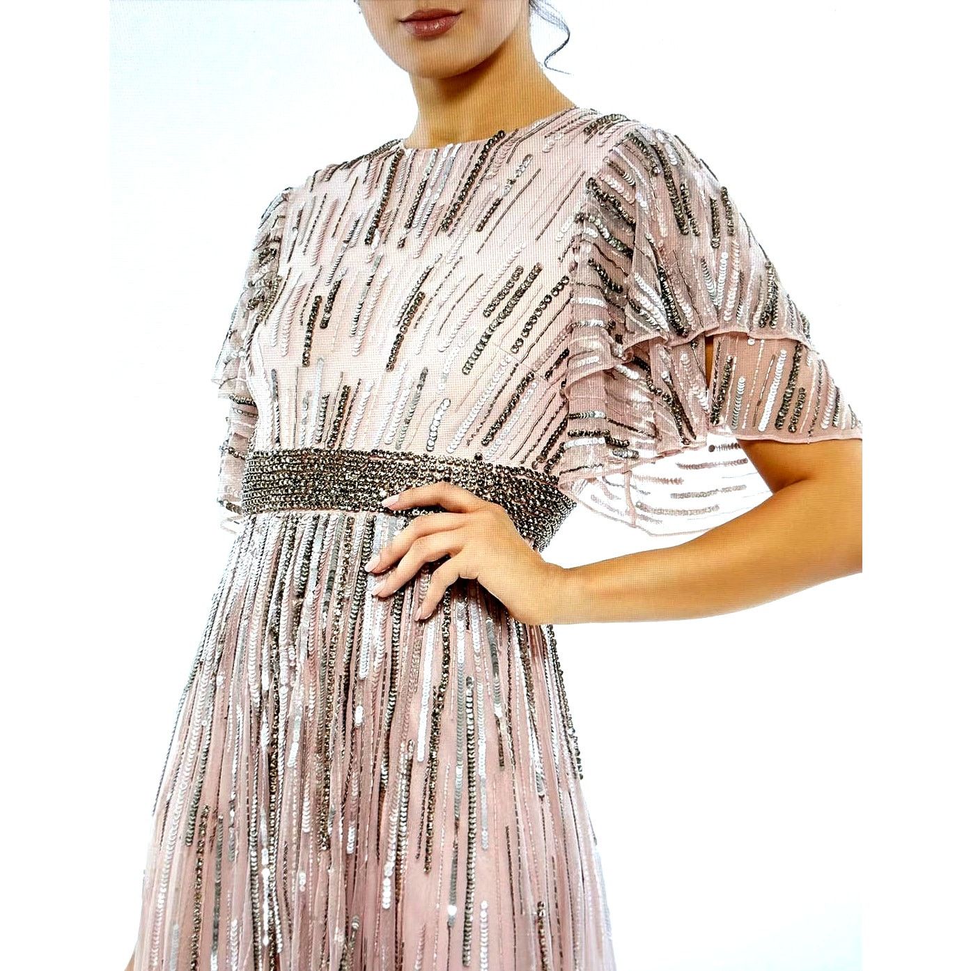 Other Mac Duggal Embellished Layered Sleeve Gown Vintage Rose 4 Size S / US 4 / IT 40 - 5 Thumbnail