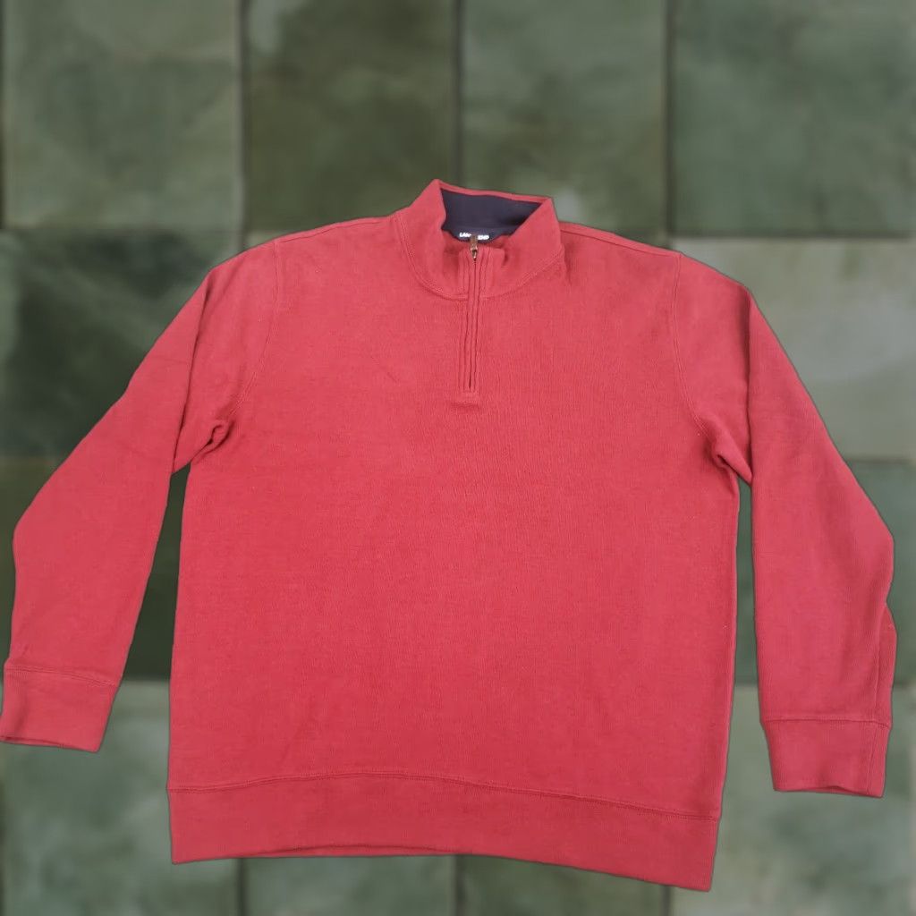 Lands' End Lands End Sweater Mens XL Red 1/4 Zip Long Sleeve Mock Neck Cotton Pullover Size US XL / EU 56 / 4 - 1 Thumbnail