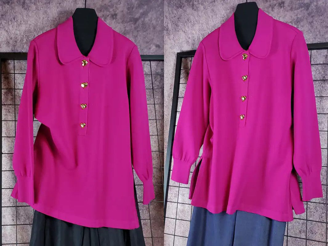 Yves Saint Laurent YSL Pink Wool Long Sleeve Knit Sweater 0089 Size L / US 10 / IT 46 - 1 Thumbnail