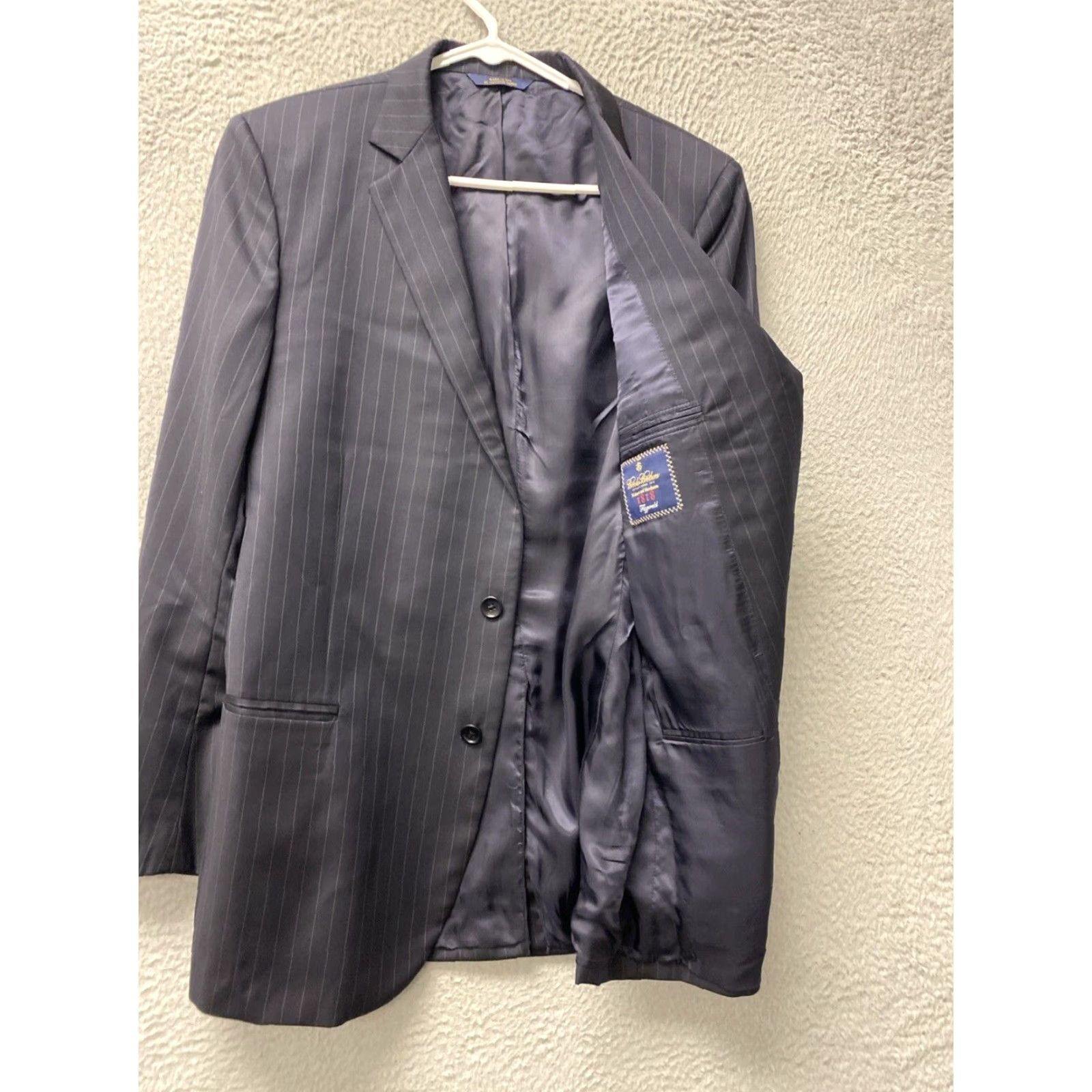 Brooks Brothers Brooks Brothers Blazer Mens 42 SLIM Navy Striped Notch Lapel Tuxedo One-Button Single-Breasted Wool Formal Wedding Size 42R - 6 Thumbnail