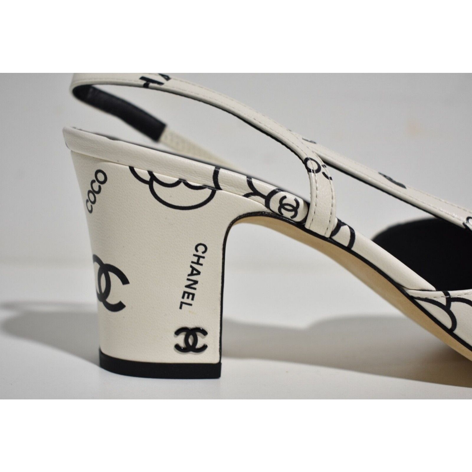 23P Mademoiselle Coco Sling CC Logo Slingback Sandal Heel 38