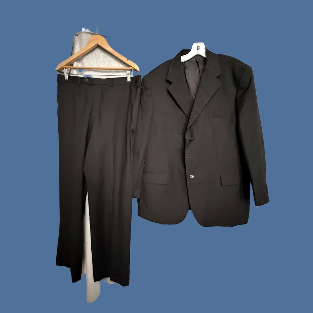 Vintage Luciano Dante Suit Mens 48S 36x30 Black Super 100 Wool 2 Piece Jacket Pants Size 48R - 1 Thumbnail