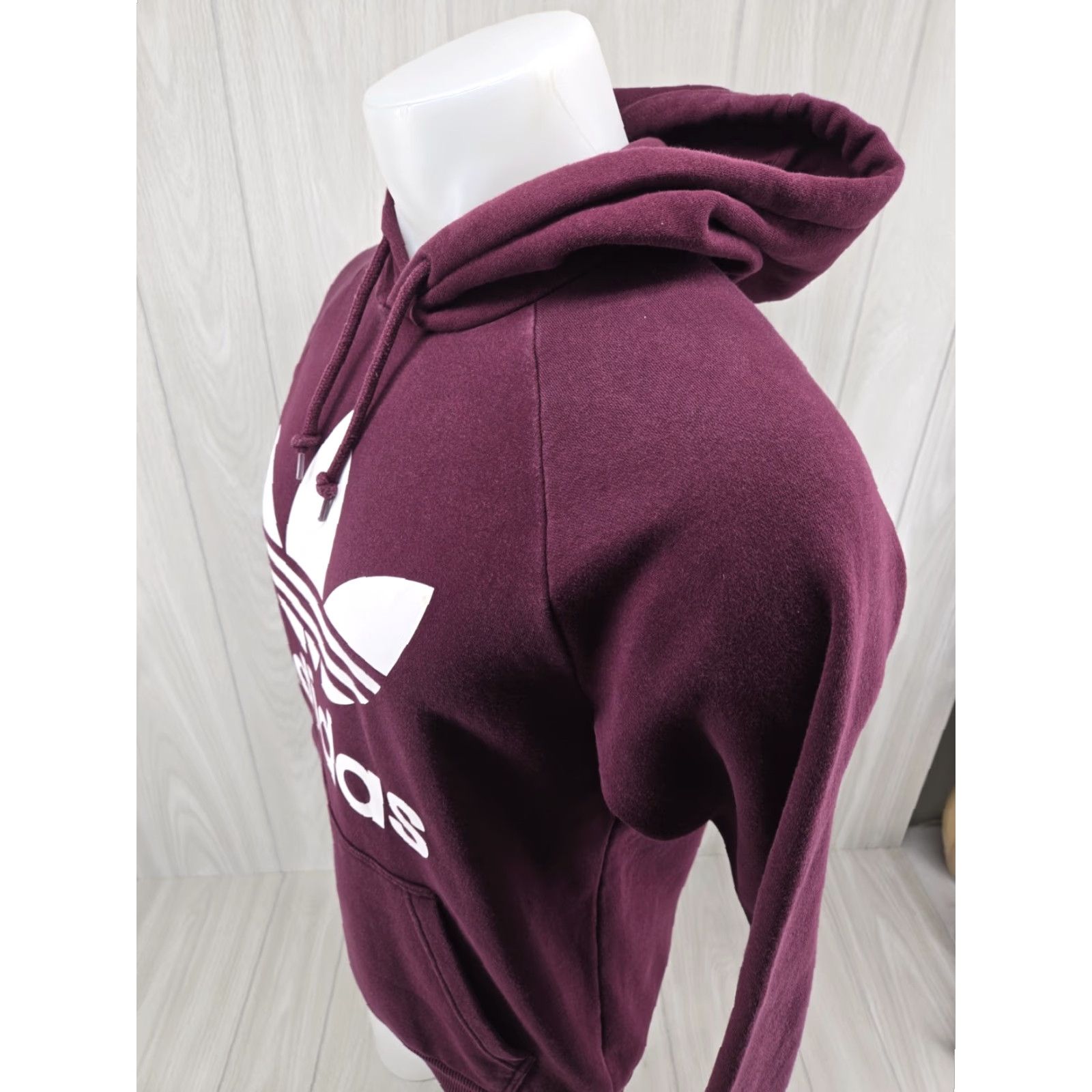 Adidas Adidas Trefoil Spellout Hooded Pullover Jacket Hoodie Sweatshirt Small Mens Burgundy 100% Cotton Athletic Casual Autumn Winter Spring Size US S / EU 44-46 / 1 - 5 Thumbnail