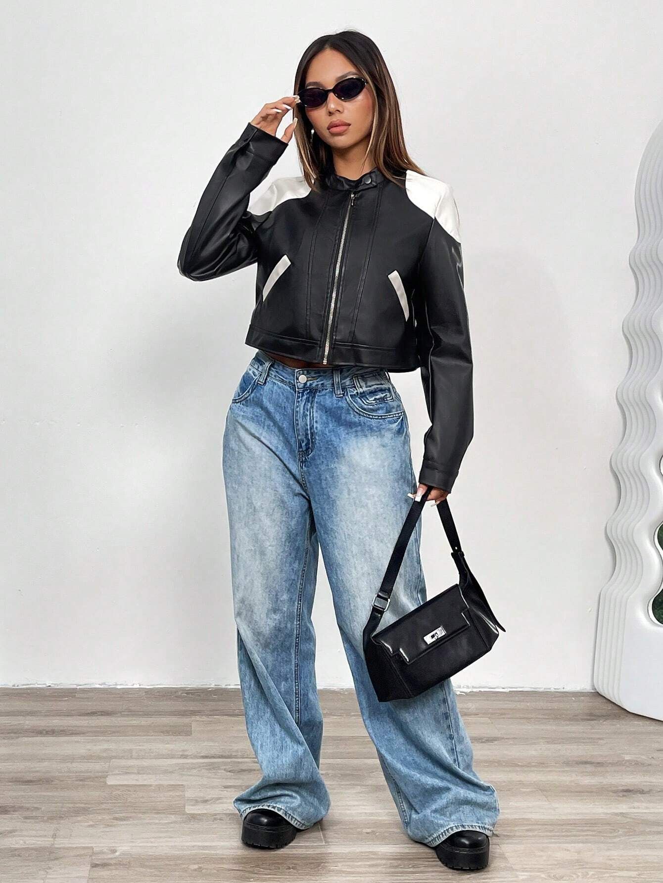 Other Women Black Cropped Real Leather Jacket, Size S / US 4 / IT 40 - 1 Thumbnail