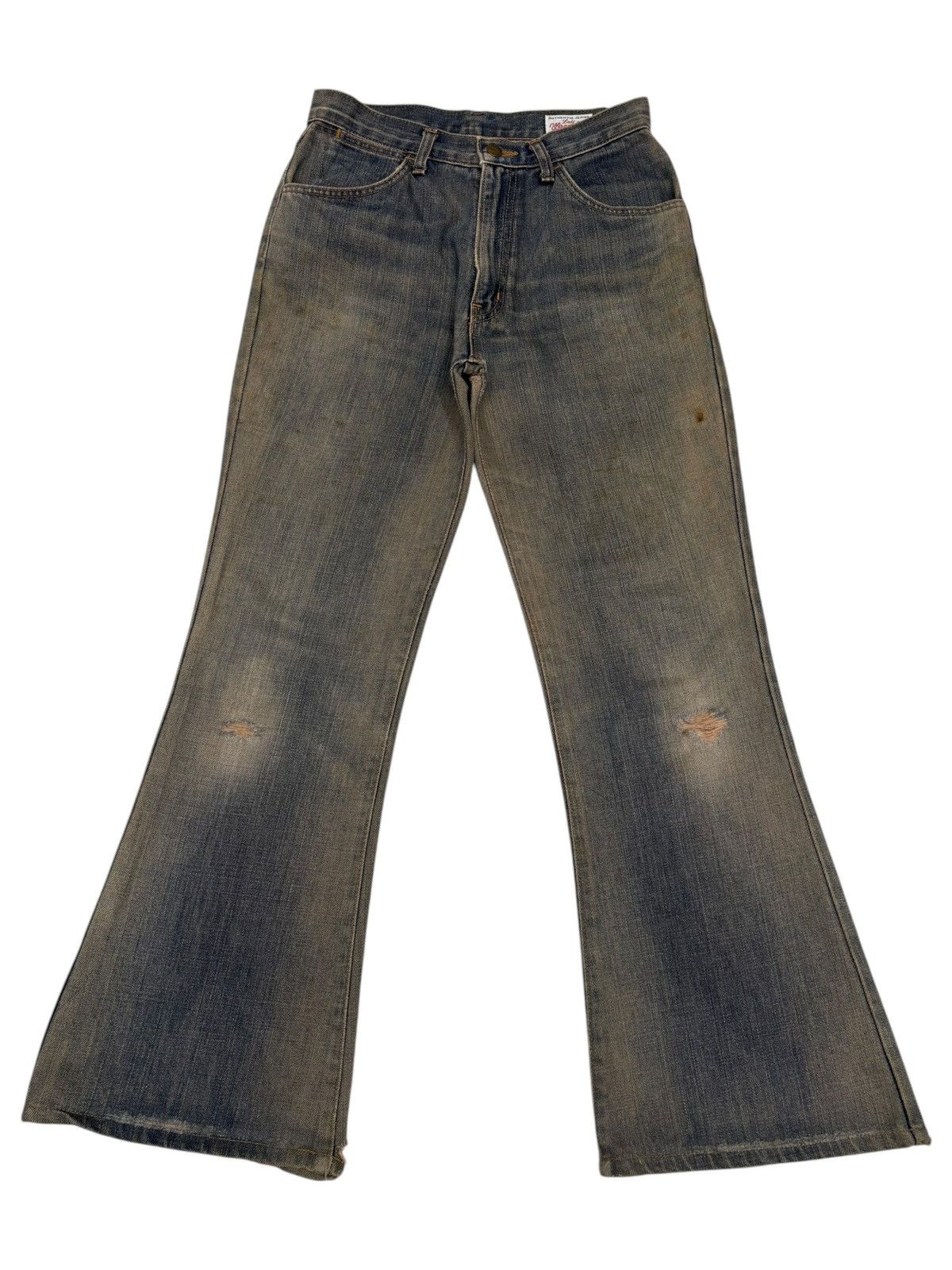 If Six Was Nine FLARE JEAN RUSTY MUD WASH WRANGLER VINTAGE BOOTCUT DISTRESS Size US 27 - 1 Thumbnail