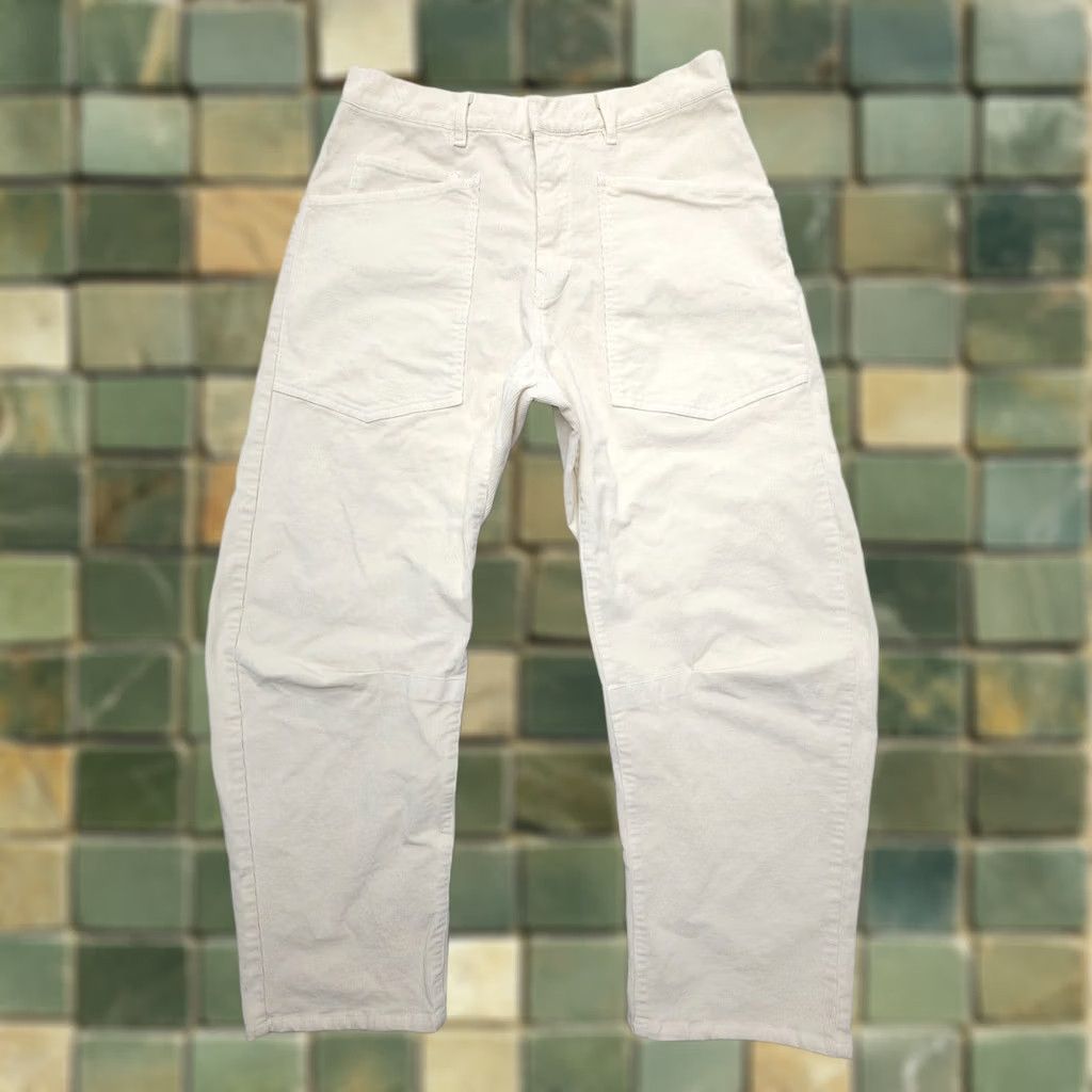 Nili Lotan Nili Lotan Pants Womens 4 Ivory Shon Corduroy Size Bone High Rise Baggy Wide Bow Leg USA Size 27" / US 4 / IT 40 - 1 Thumbnail