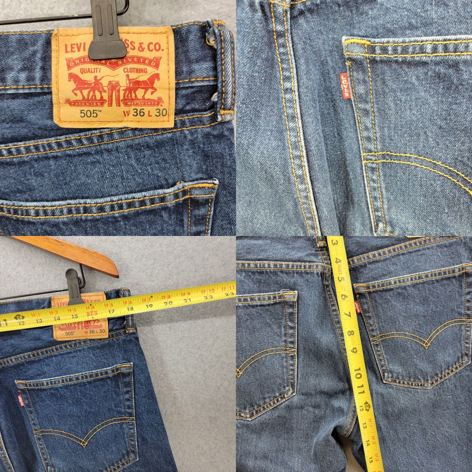 Levi's Levi's Jeans Mens 36 x 30 505 Blue Classic Straight Fit Denim Cotton Pants Size US 36 / EU 52 - 8 Thumbnail