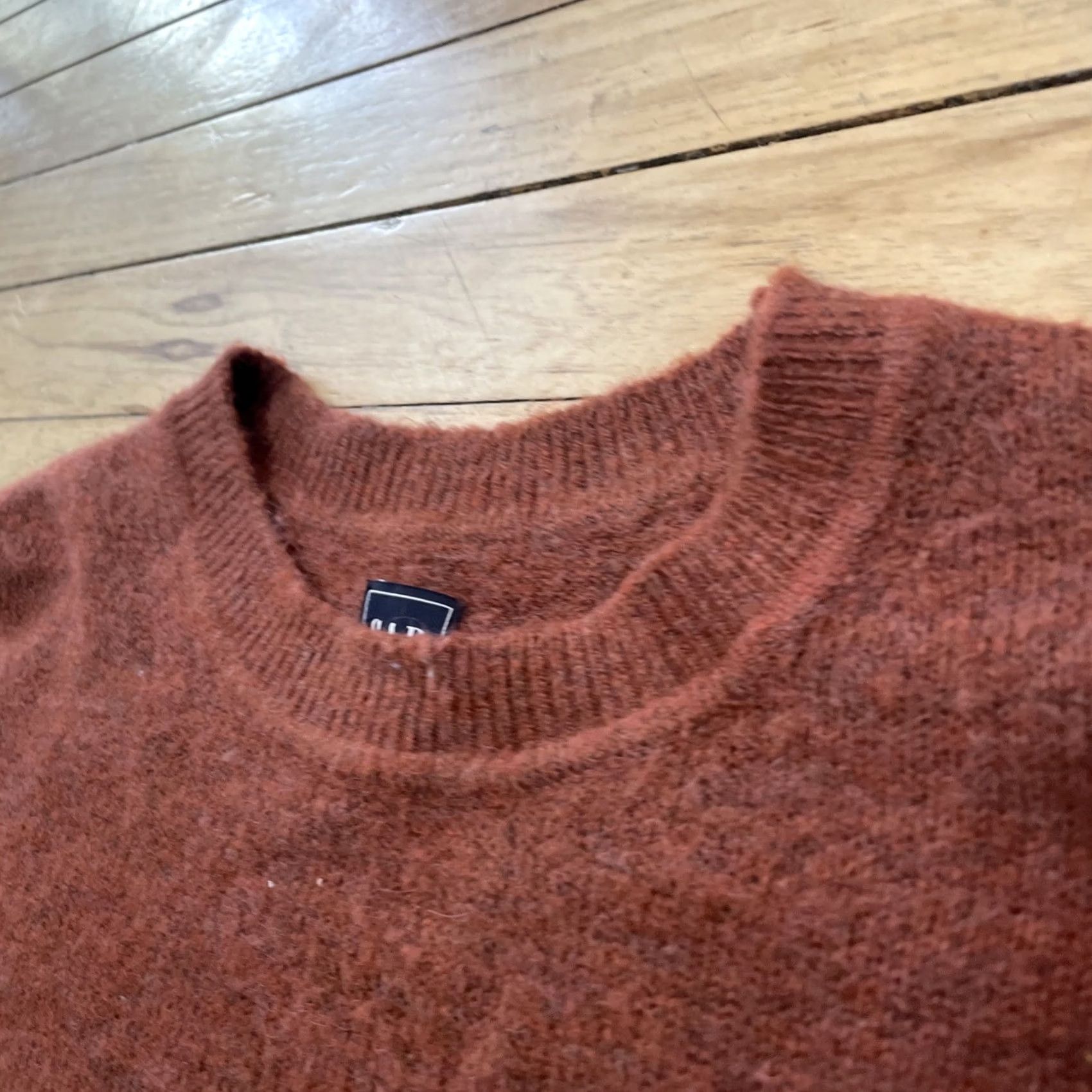 Gap Gap Crop Sweater Wool Alpaca L Burnt Orange Brown Mock Oversize Western Knit 44" (L) Womens Pullover Size L / US 10 / IT 46 - 4 Thumbnail