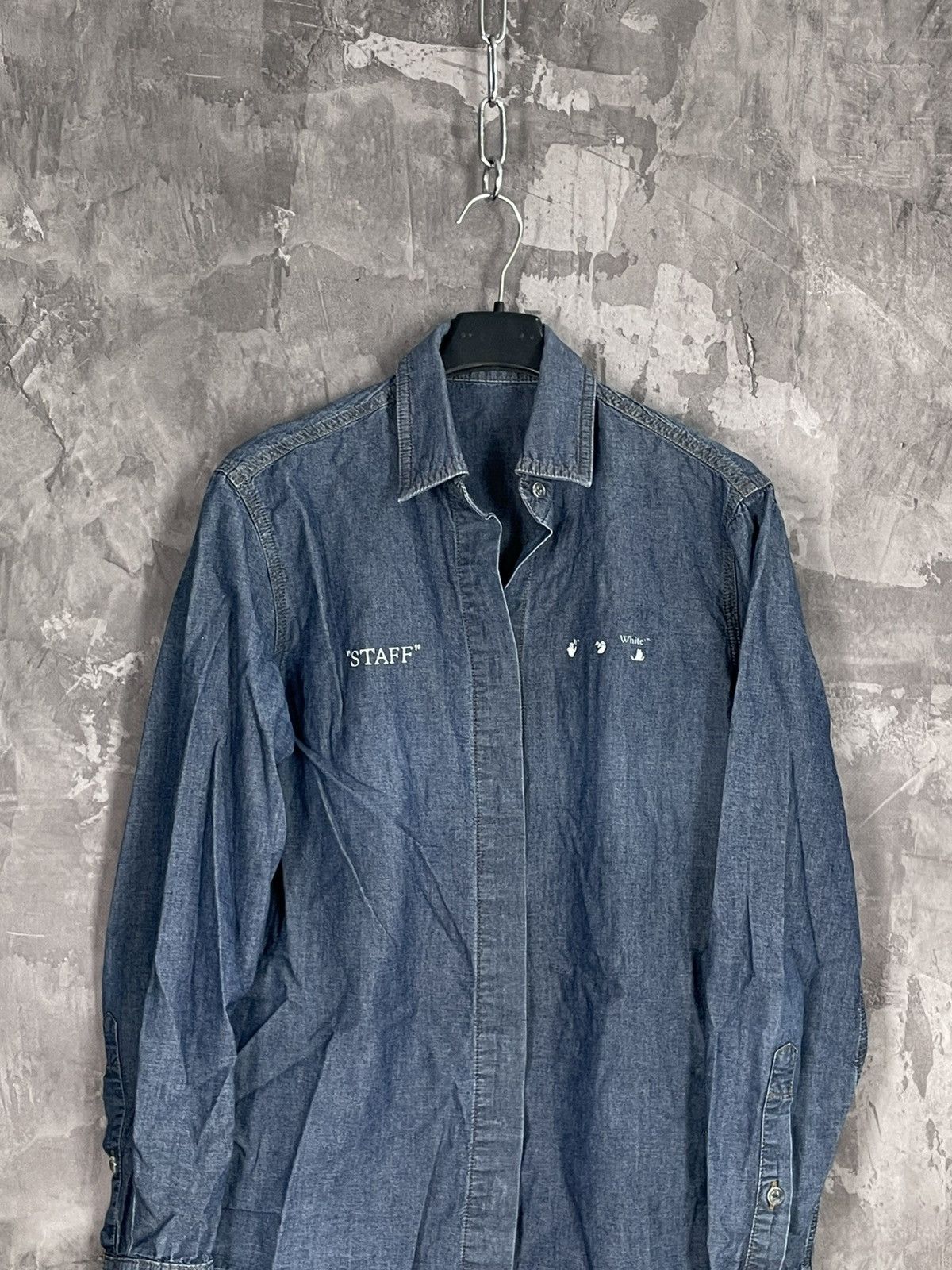 Off-White Off-White Big Logo Denim Hypebeast Style shirt Size US S / EU 44-46 / 1 - 3 Thumbnail
