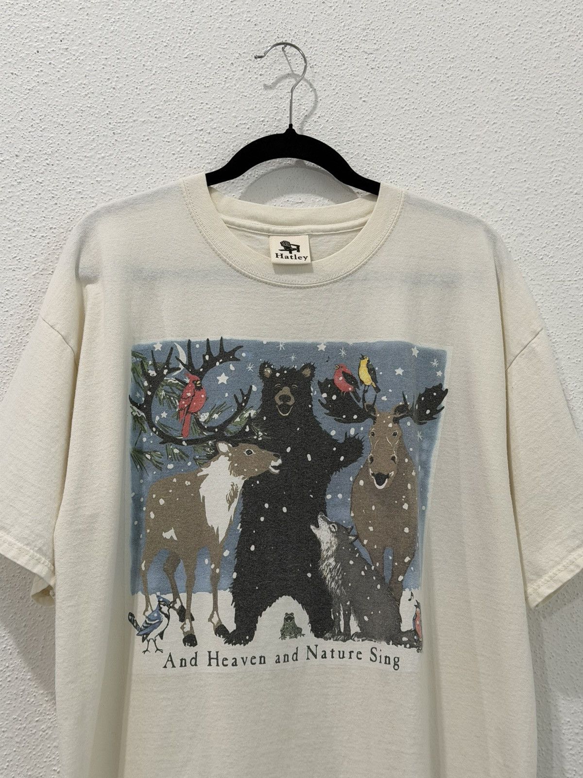 Vintage 90s Bear Moose Deer Heaven & Nature Sing Christmas Tee XL Size US XL / EU 56 / 4 - 2 Thumbnail