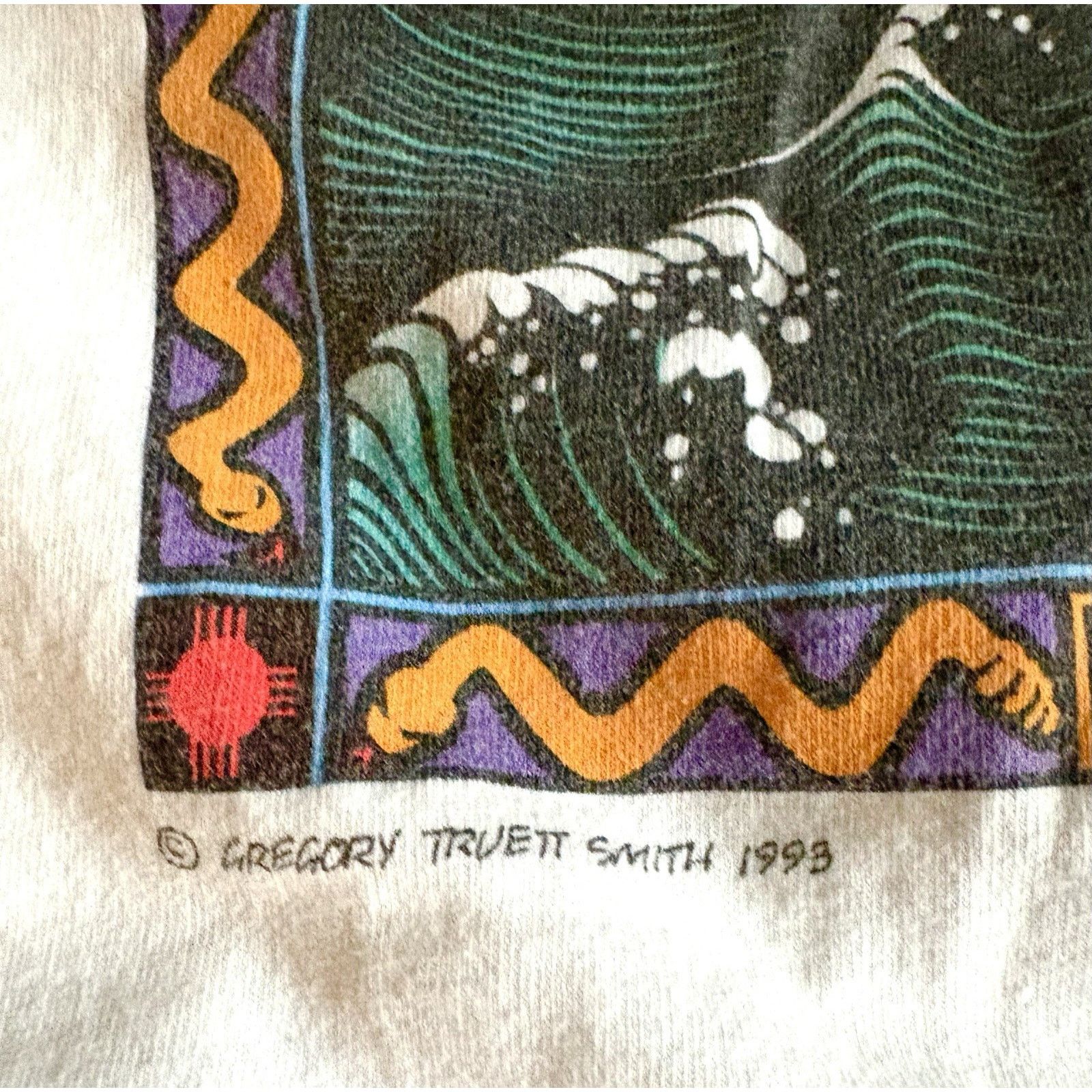 Hanes VTG 1993 Wolf Art T-Shirt Sante Fe New Mexico 90s Adult S Size US S / EU 44-46 / 1 - 4 Thumbnail