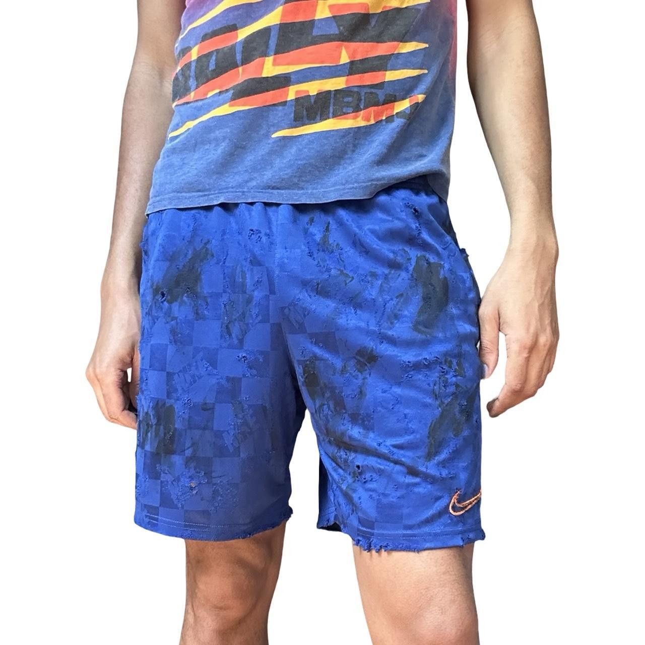 Nike ASTROBOI* x NIKE Blue Distressed Checkered Soccer Shorts_ XL Size US 32 / EU 48 - 6 Thumbnail
