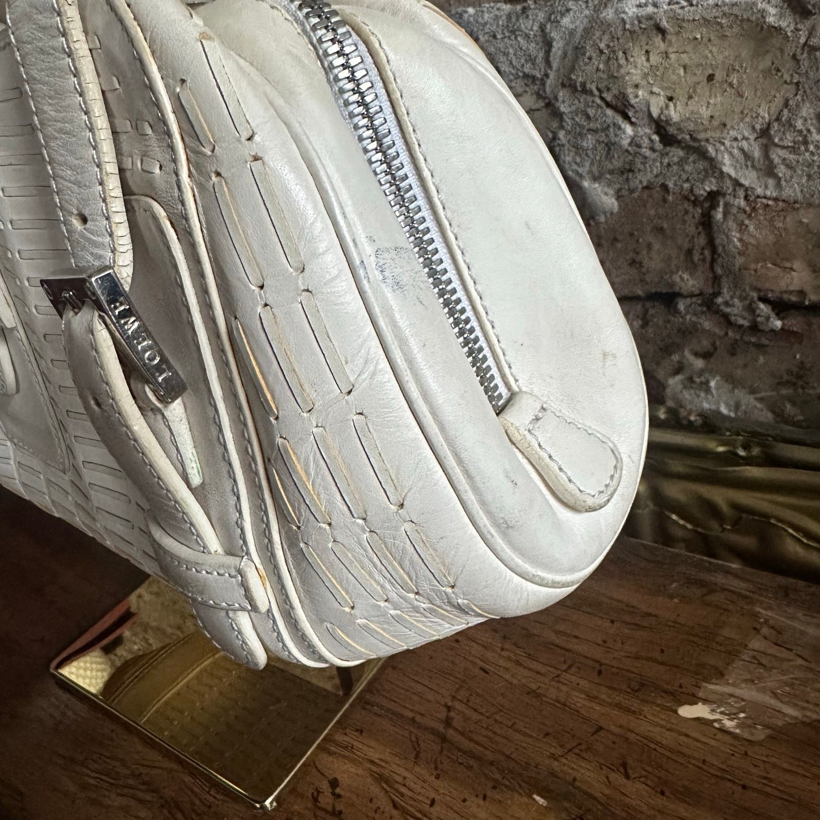 Loewe Vintage 2000's Loewe White Leather Senda Satchel Size ONE SIZE - 18 Thumbnail