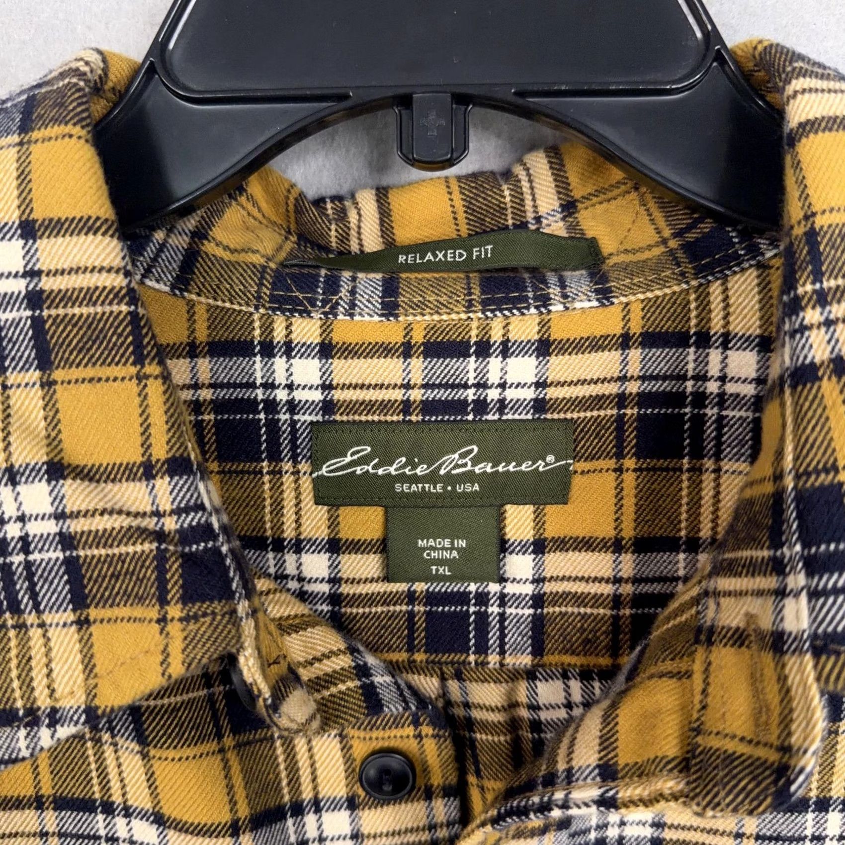 Eddie Bauer VINTAGE Eddie Bauer Shirt Mens XL Tall Yellow Plaid Flannel Relaxed Long Sleeve Button-Up) Size US XL / EU 56 / 4 - 4 Thumbnail
