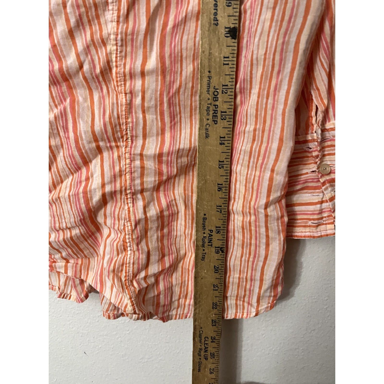 Vintage Calvin Klein Jeans Shirt Women’s L Semi Sheer Cotton 3/4 Sleeve Orange Stripes Blouse Size L / US 10 / IT 46 - 4 Thumbnail