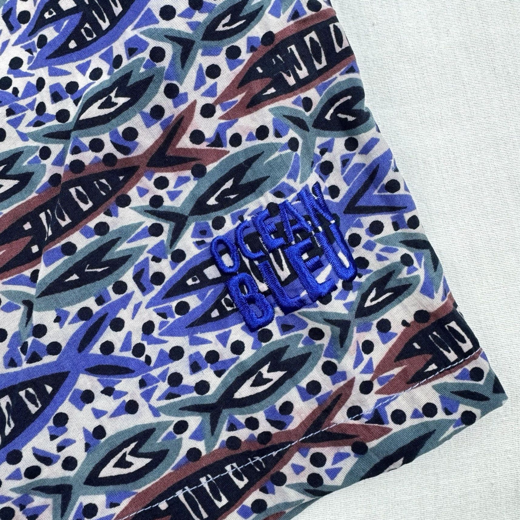 Vintage VINTAGE Ocean Bleu Swim Trunks Adult XL Blue Fish Print Trunks 90s Mens Swim Bottom Ocean Bleu Blue 90s Mens Size US 36 / EU 52 - 2 Thumbnail