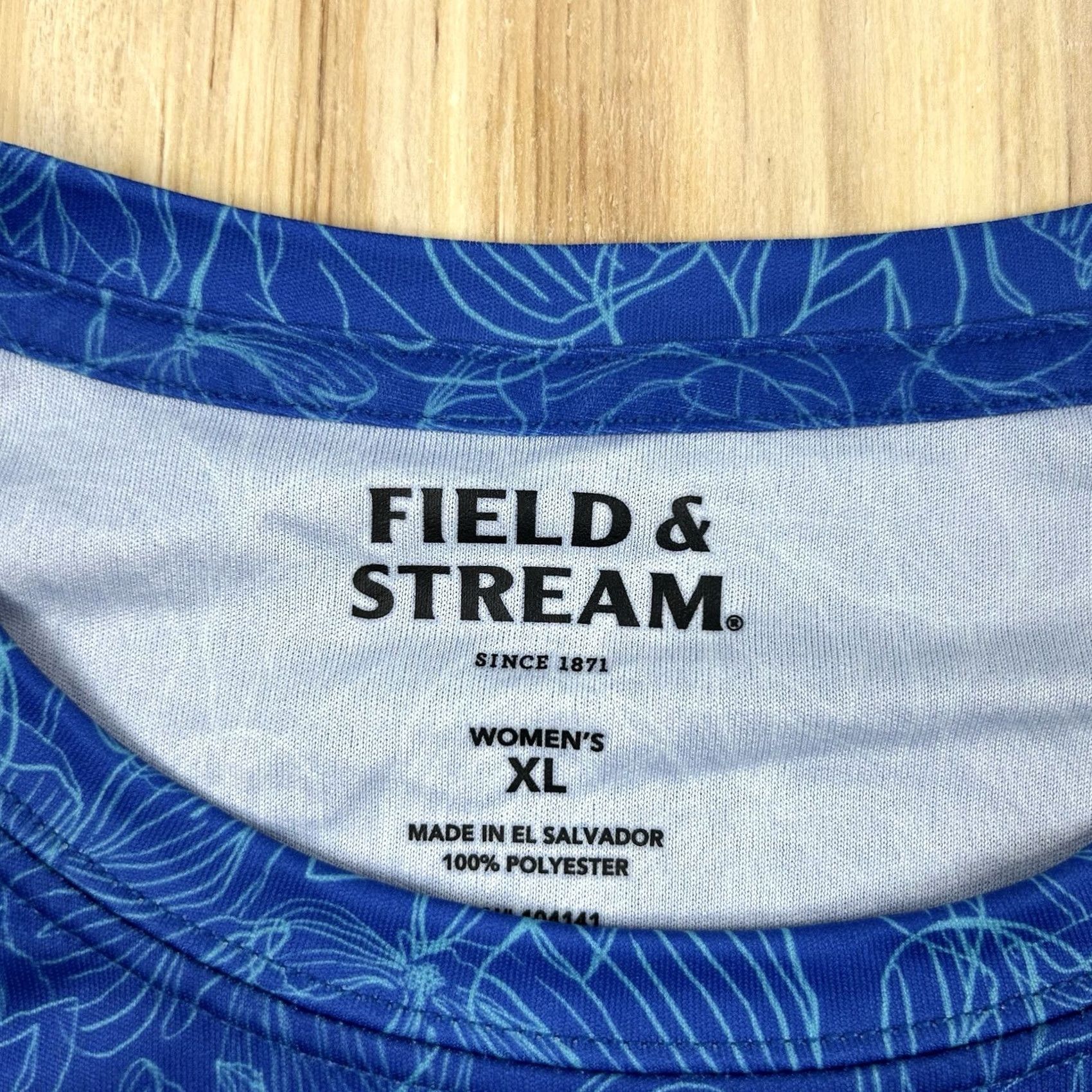 Vintage Field & Stream Women's XL Blue Floral Surf UPF 30 Smartwick Long Sleeve Tech Blouse Size XL / US 12-14 / IT 48-50 - 5 Thumbnail