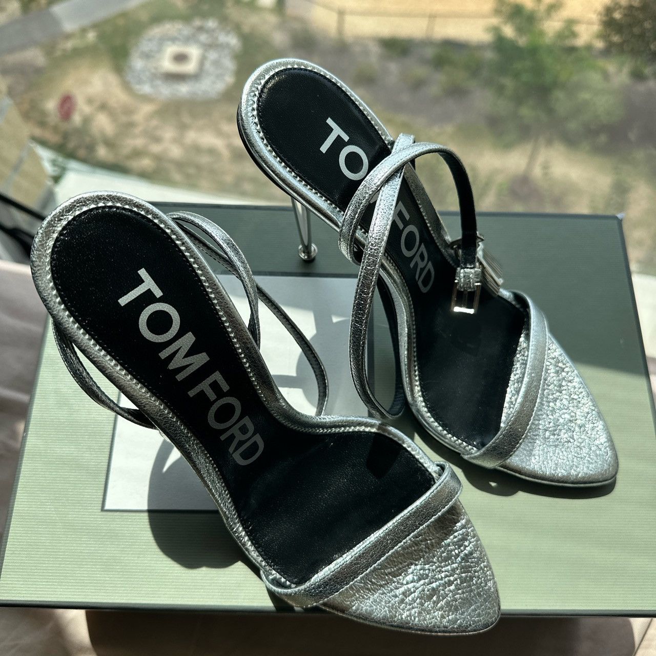 Tom Ford Tom ford silver lock heels Size US 7.5 / IT 37.5 - 3 Thumbnail