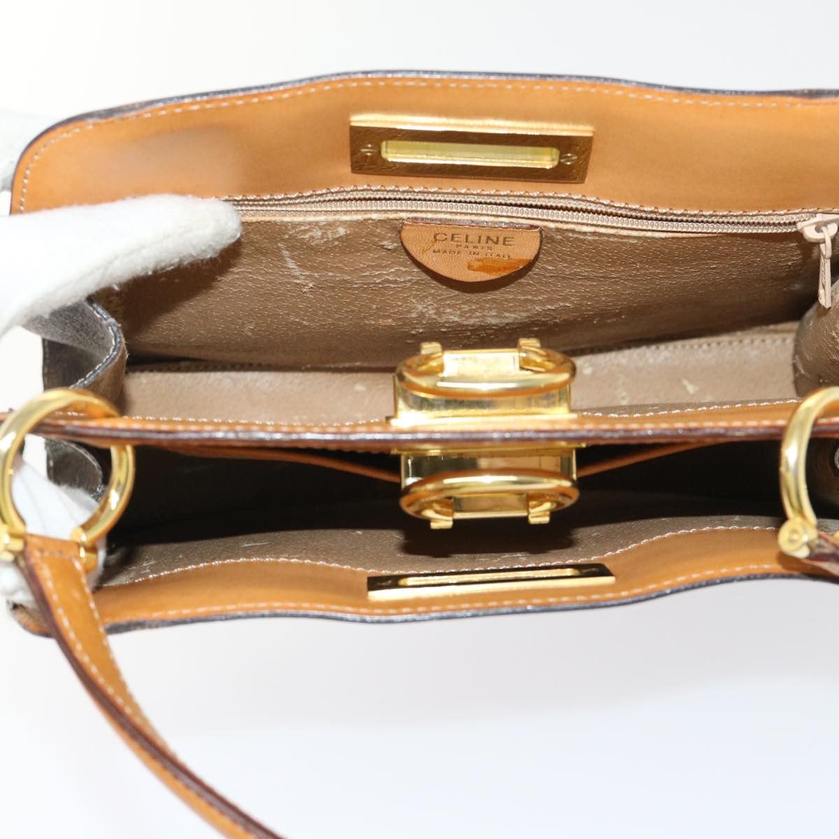 Celine CELINE Macadam Canvas Hand Bag Pvc Leather Brown Size ONE SIZE - 11 Thumbnail