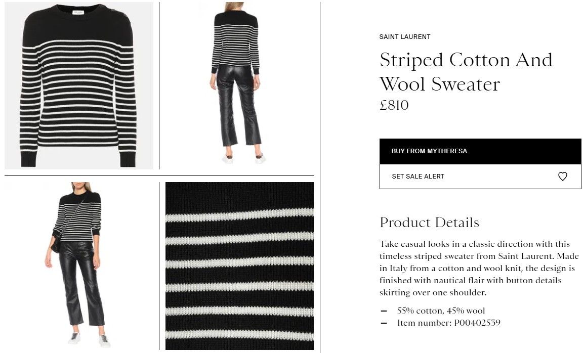 Saint Laurent Paris SAINT LAURENT Paris wool/cotton striped sweater. Size L / US 10 / IT 46 - 14 Thumbnail